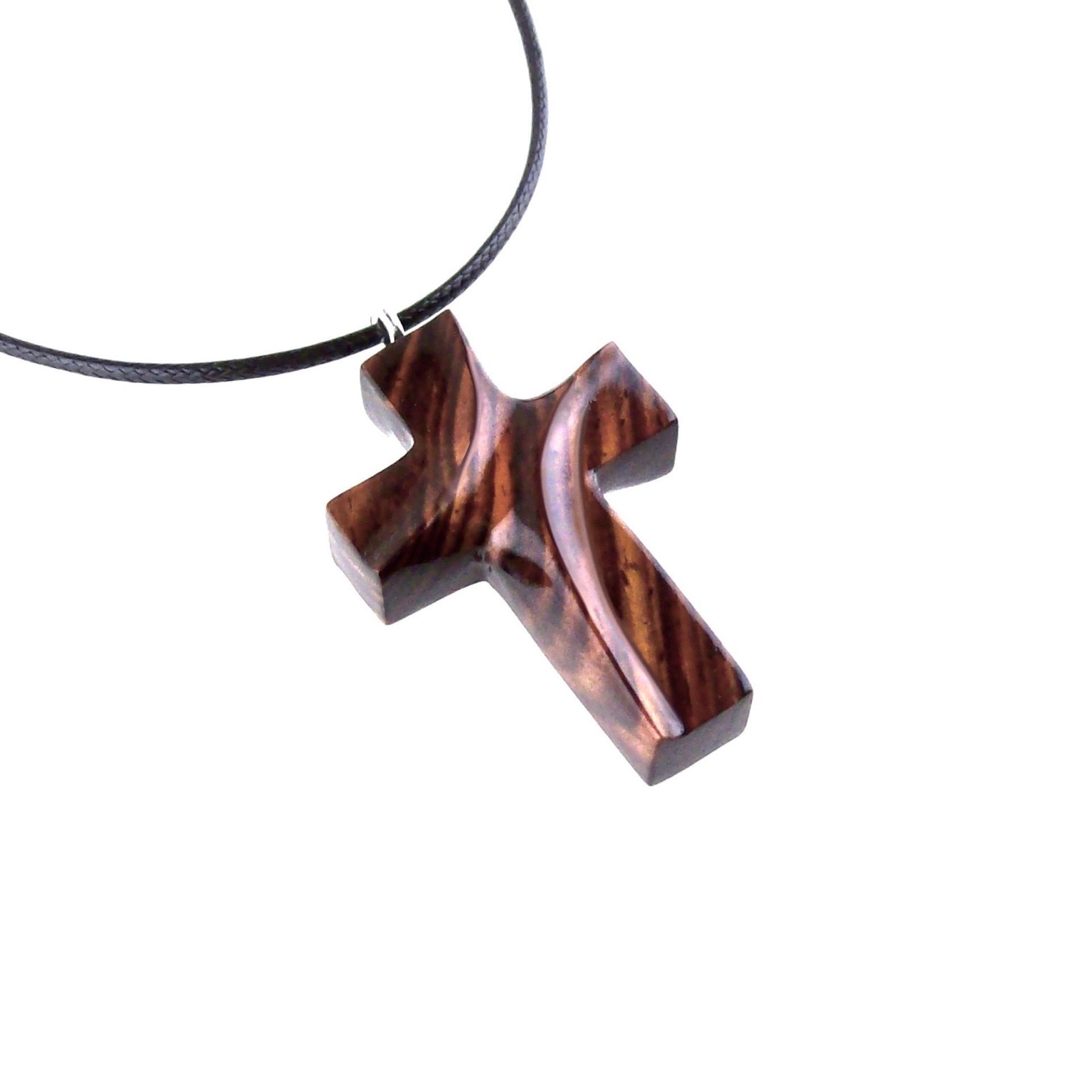 Wood Cross Necklace, Hand Carved Wooden Cross Pendant, Christian Jewelry for Men or Women, One of a Kind Gift for Her Him