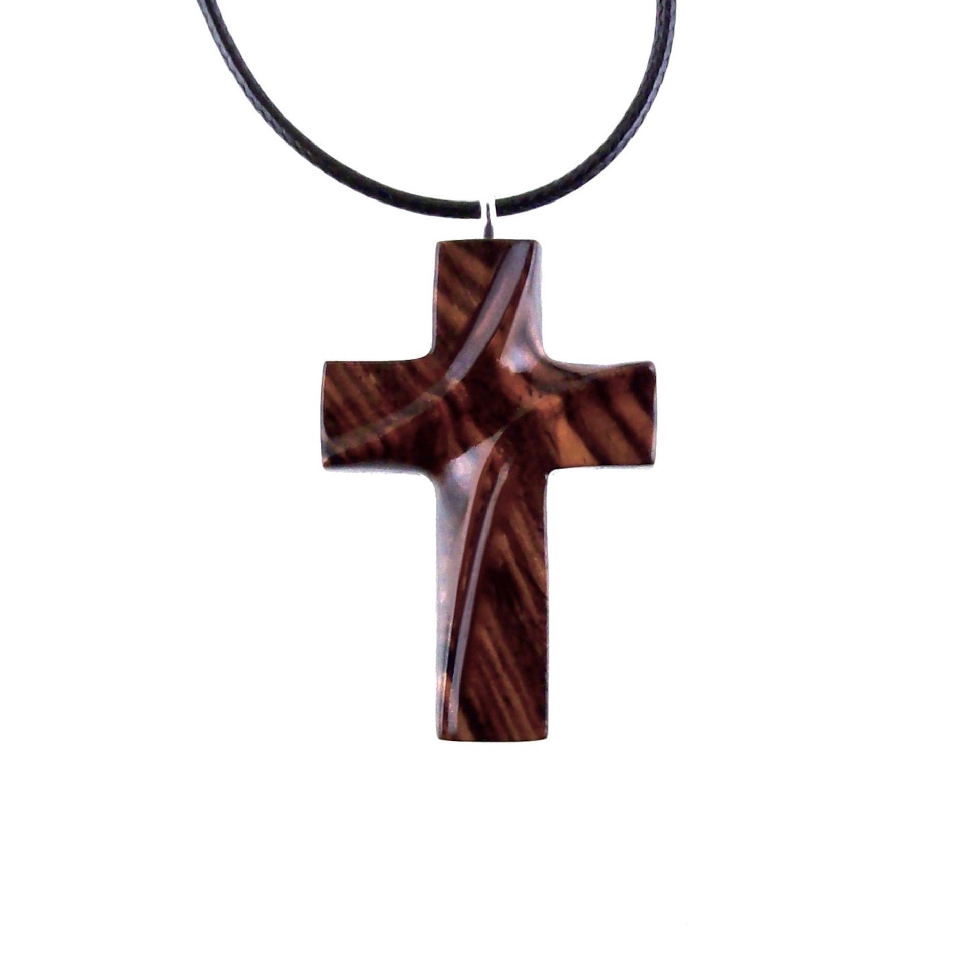 Wood Cross Necklace, Hand Carved Wooden Cross Pendant, Christian Jewelry for Men or Women, One of a Kind Gift for Her Him