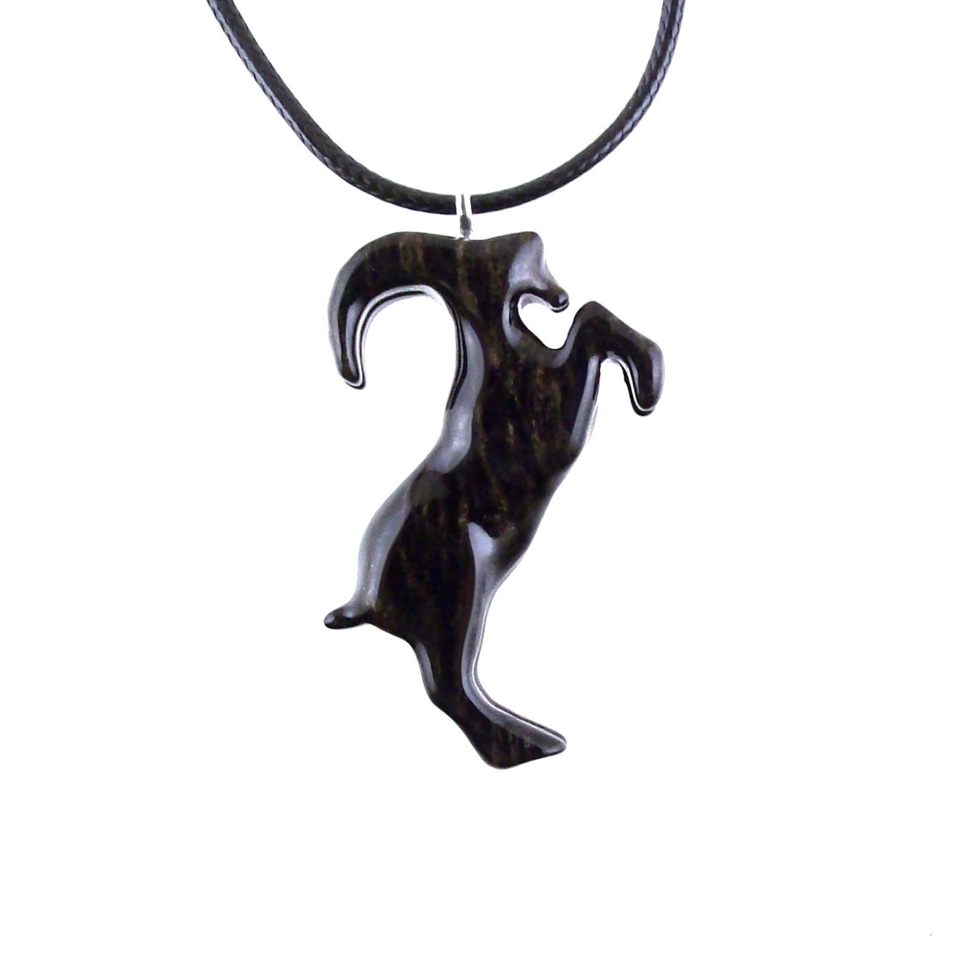 Hand Carved Goat Necklace, Wooden Mountain Goat Pendant, Wood Animal Necklace, Capricorn Jewelry, Spirit Animal Totem, Gift for Him Her