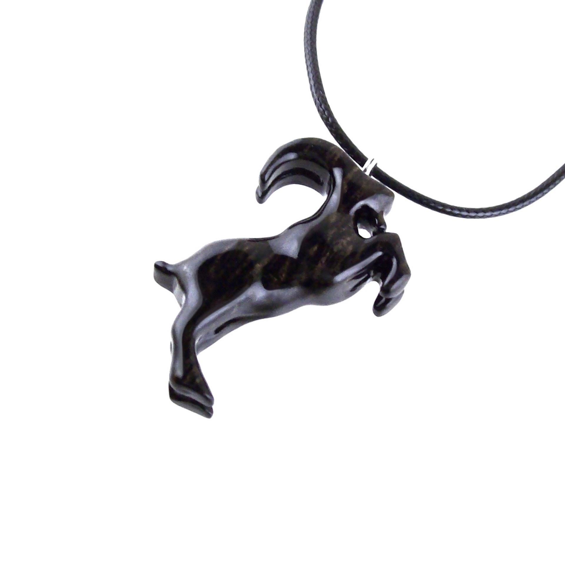 Hand Carved Goat Necklace, Wooden Mountain Goat Pendant, Wood Animal Necklace, Capricorn Jewelry, Spirit Animal Totem, Gift for Him Her