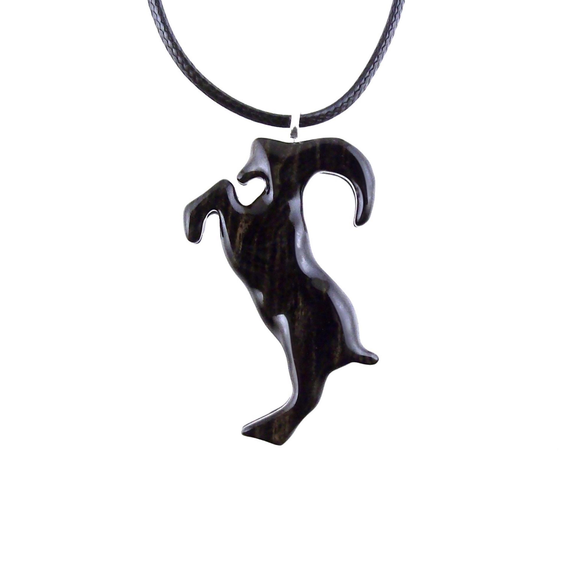 Hand Carved Goat Necklace, Wooden Mountain Goat Pendant, Wood Animal Necklace, Capricorn Jewelry, Spirit Animal Totem, Gift for Him Her