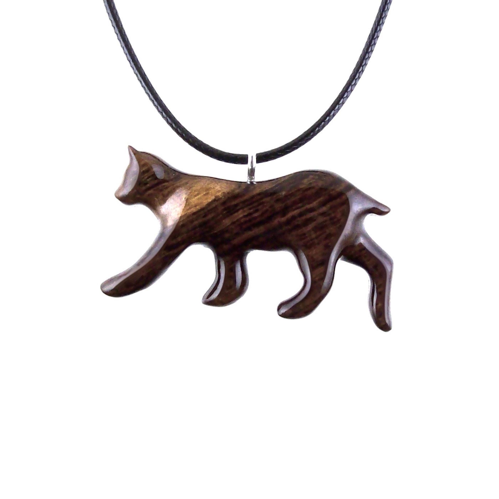 Wooden Bobcat Pendant, Bobcat Necklace, Hand Carved Lynx Necklace, Wood Wildcat Necklace, Totem Spirit Animal Jewelry for Men or Women
