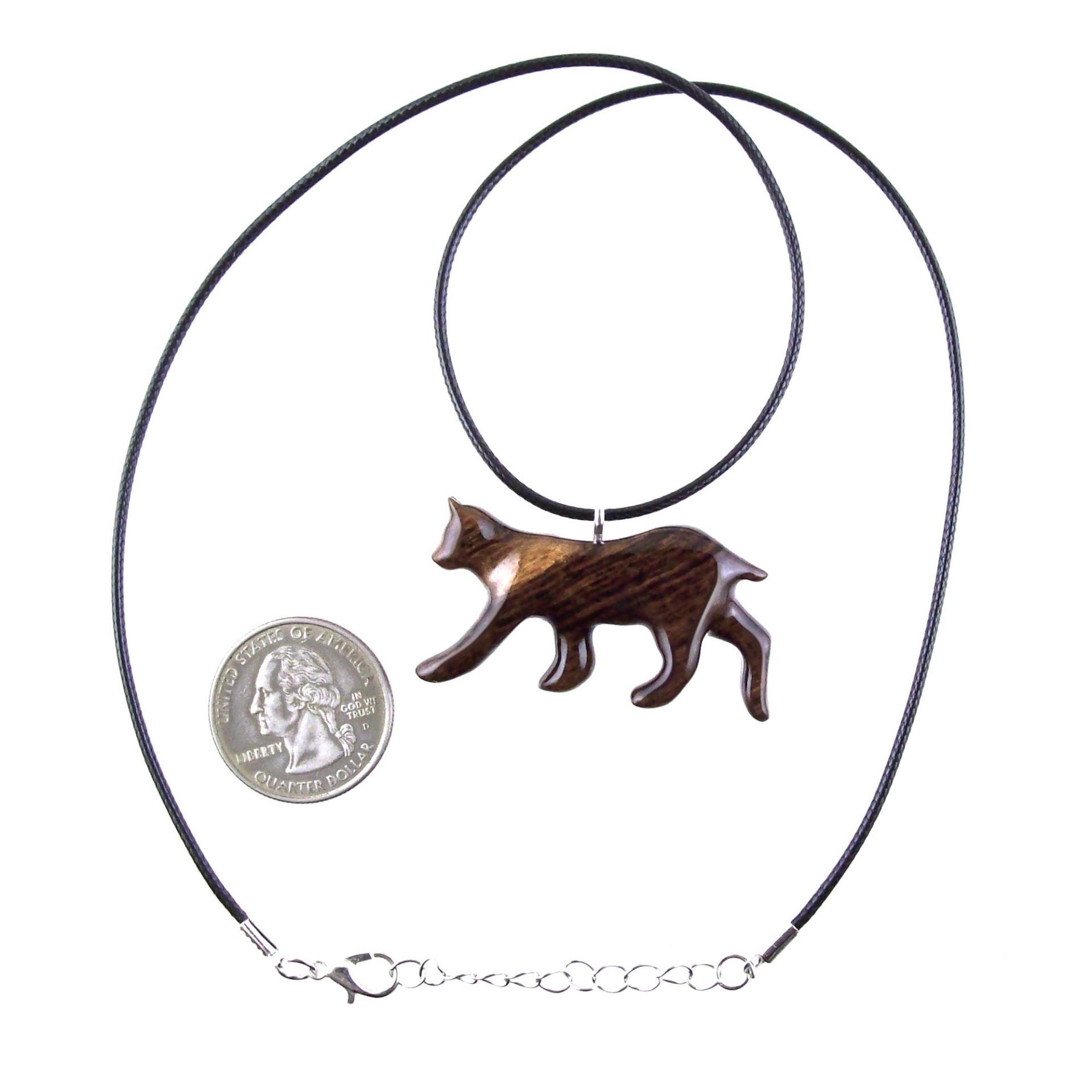 Wooden Bobcat Pendant, Bobcat Necklace, Hand Carved Lynx Necklace, Wood Wildcat Necklace, Totem Spirit Animal Jewelry for Men or Women