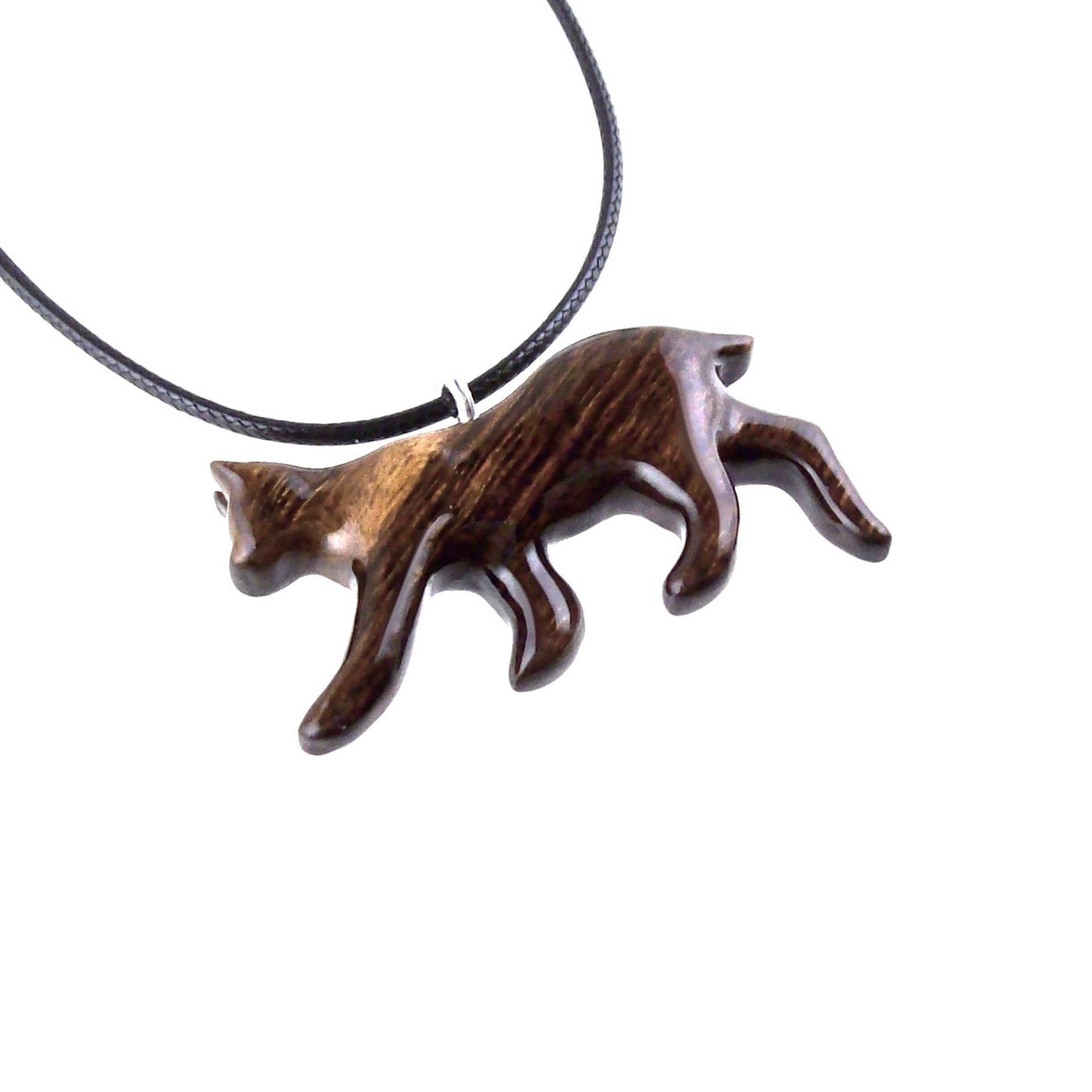 Wooden Bobcat Pendant, Bobcat Necklace, Hand Carved Lynx Necklace, Wood Wildcat Necklace, Totem Spirit Animal Jewelry for Men or Women