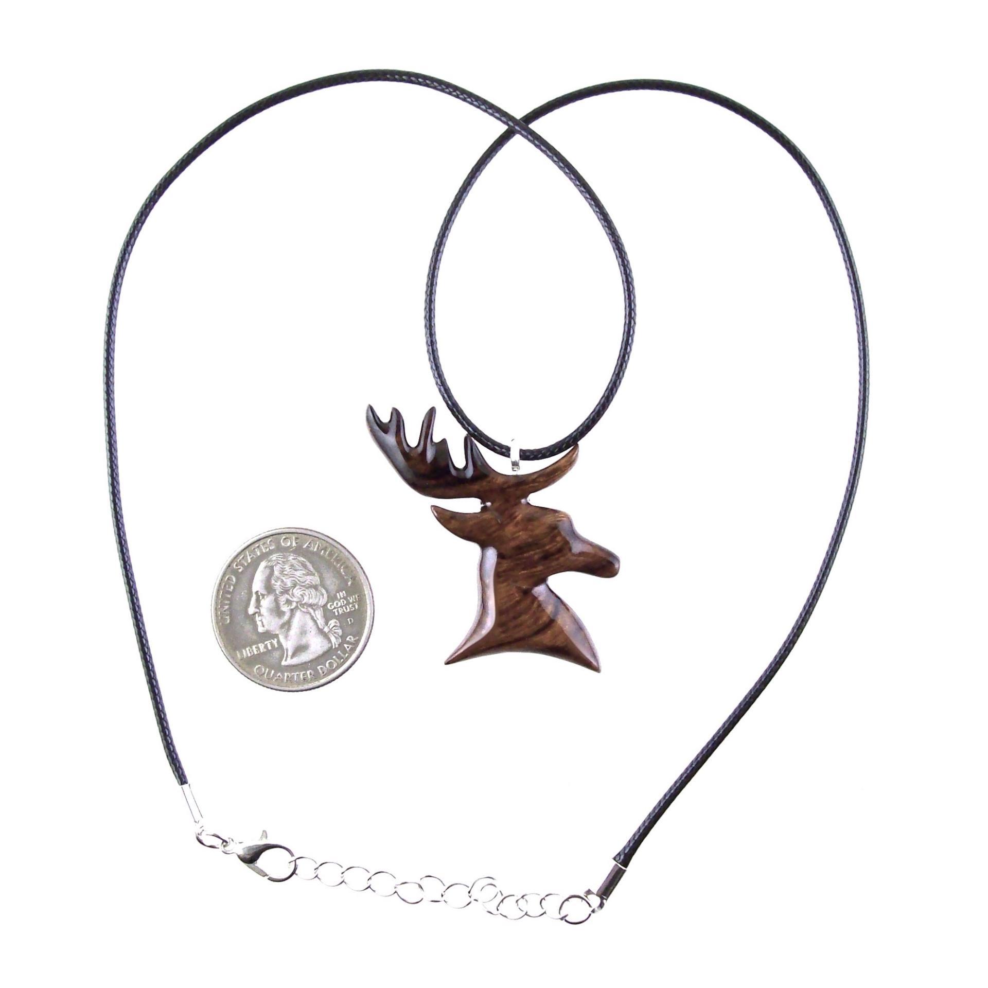 Hand Carved Stag Necklace, Wooden Deer Pendant, Buck Head Necklace, Spirit Animal Totem Gift for Him, Woodland Mens Jewelry