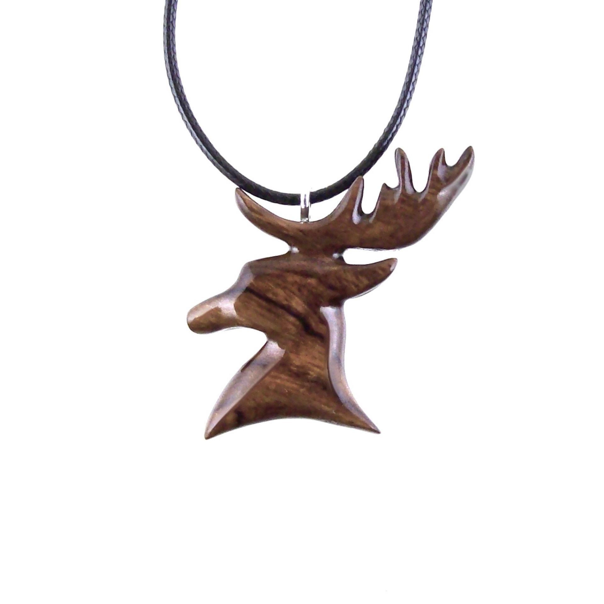 Hand Carved Stag Necklace, Wooden Deer Pendant, Buck Head Necklace, Spirit Animal Totem Gift for Him, Woodland Mens Jewelry