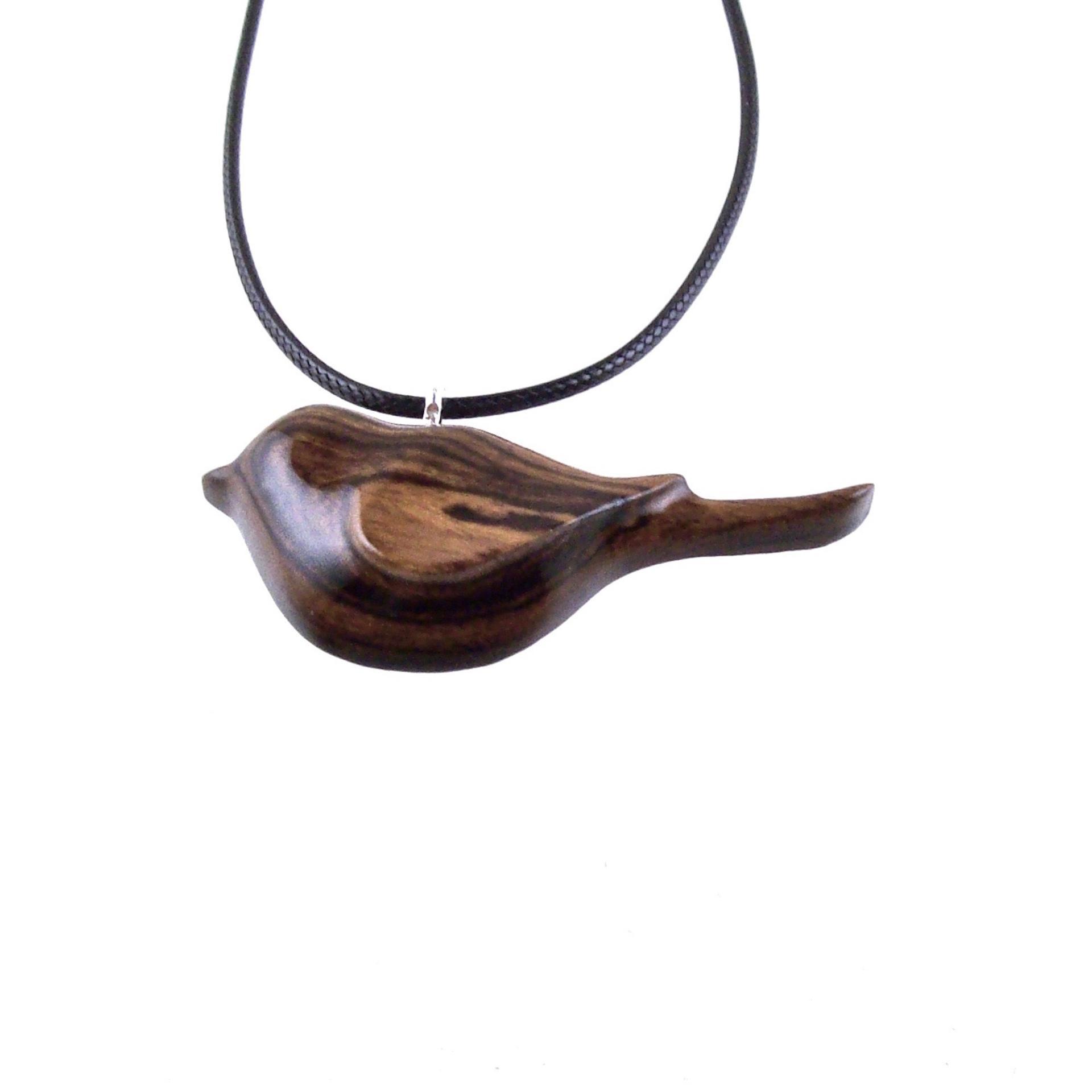 Chickadee Necklace, Hand Carved Wooden Bird Pendant, Wood Bird Jewelry, One of a Kind Gift for Her