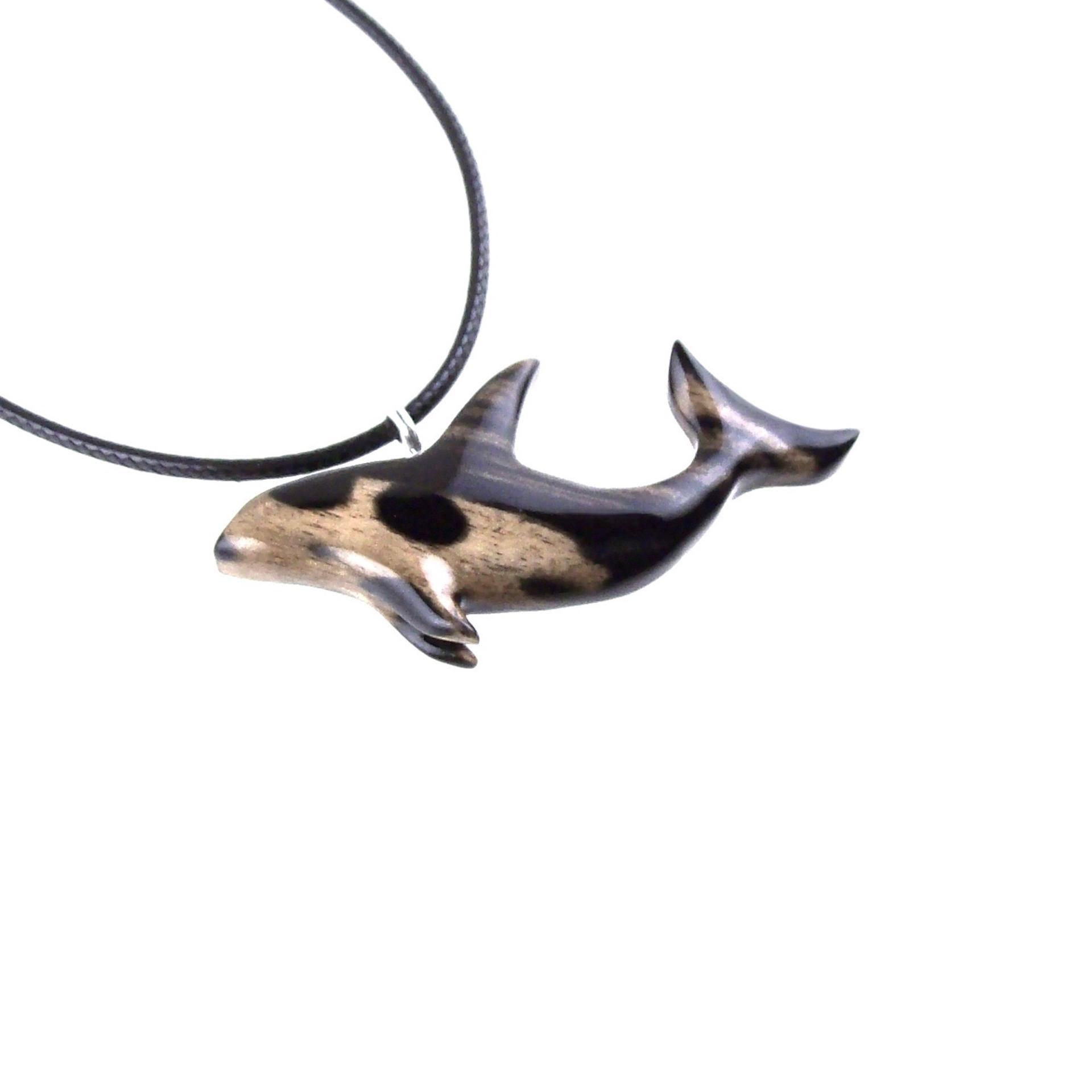 Hand Carved Orca Pendant, Wooden Killer Whale Necklace for Men or Women, Sea Animal, Nautical Beach Wood Jewelry