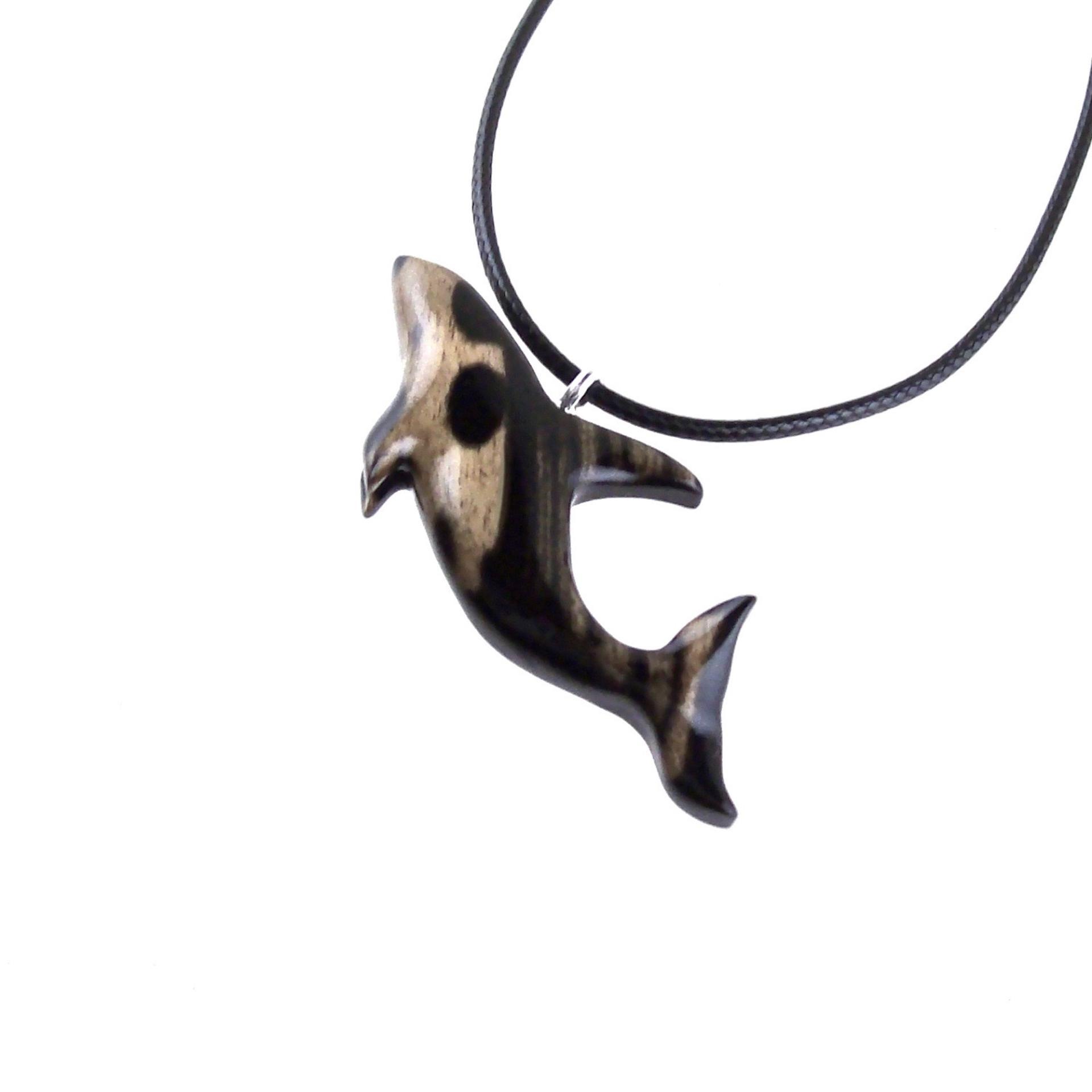Hand Carved Orca Pendant, Wooden Killer Whale Necklace for Men or Women, Sea Animal, Nautical Beach Wood Jewelry