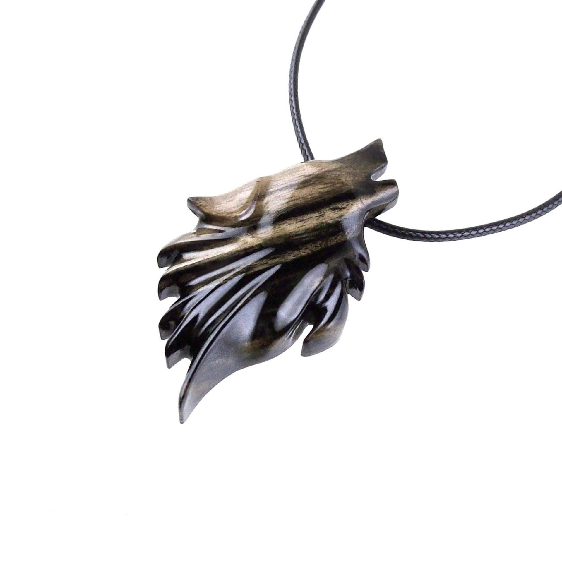 Wolf Necklace, Hand Carved Wooden Wolf Pendant for Men or Women, Spirit Animal Totem Woodland Jewelry