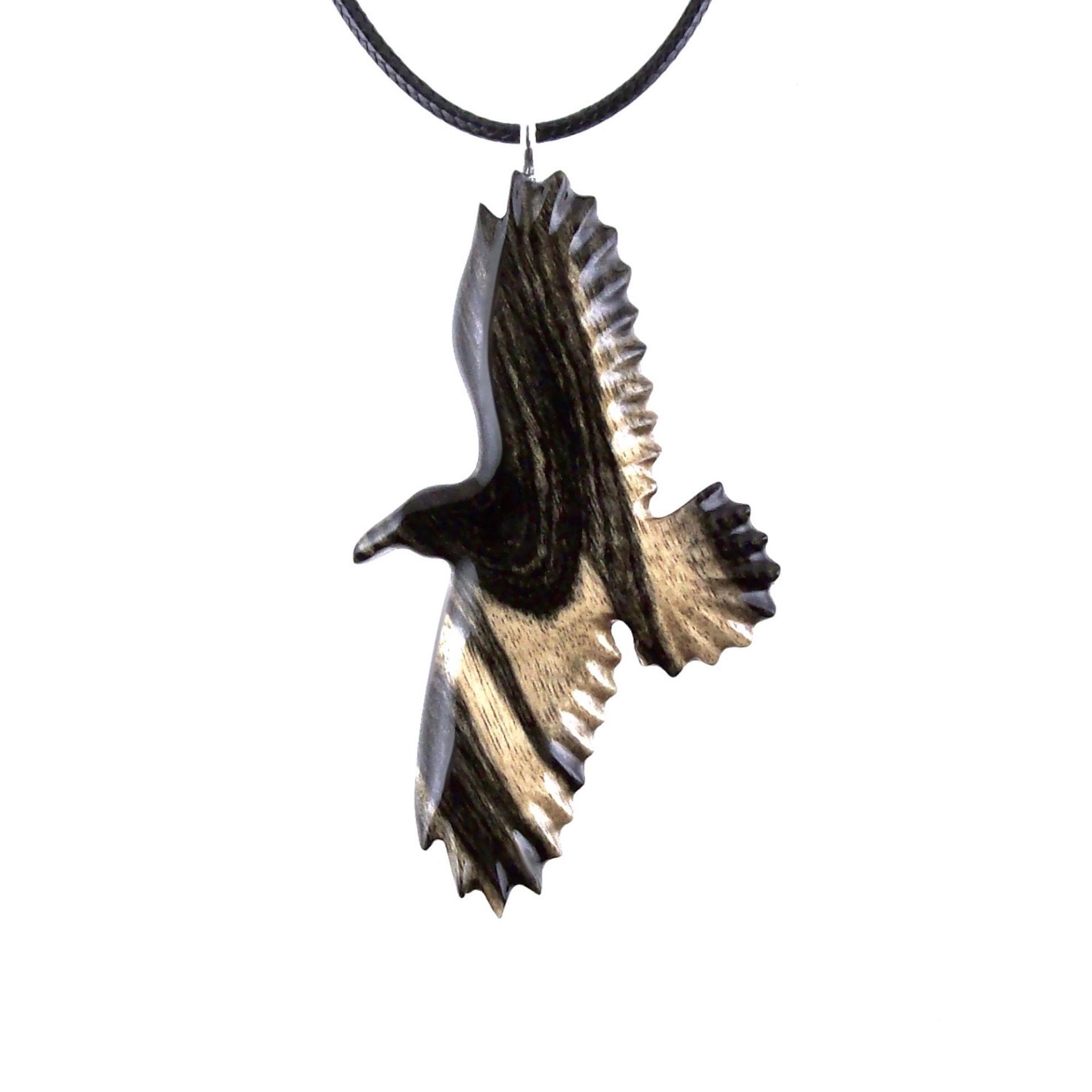Hand Carved Crow Pendant, Raven Necklace, Wooden Raven Pendant, Wood Crow Necklace, Totem Spirit Animal Jewelry Gift for Him Her