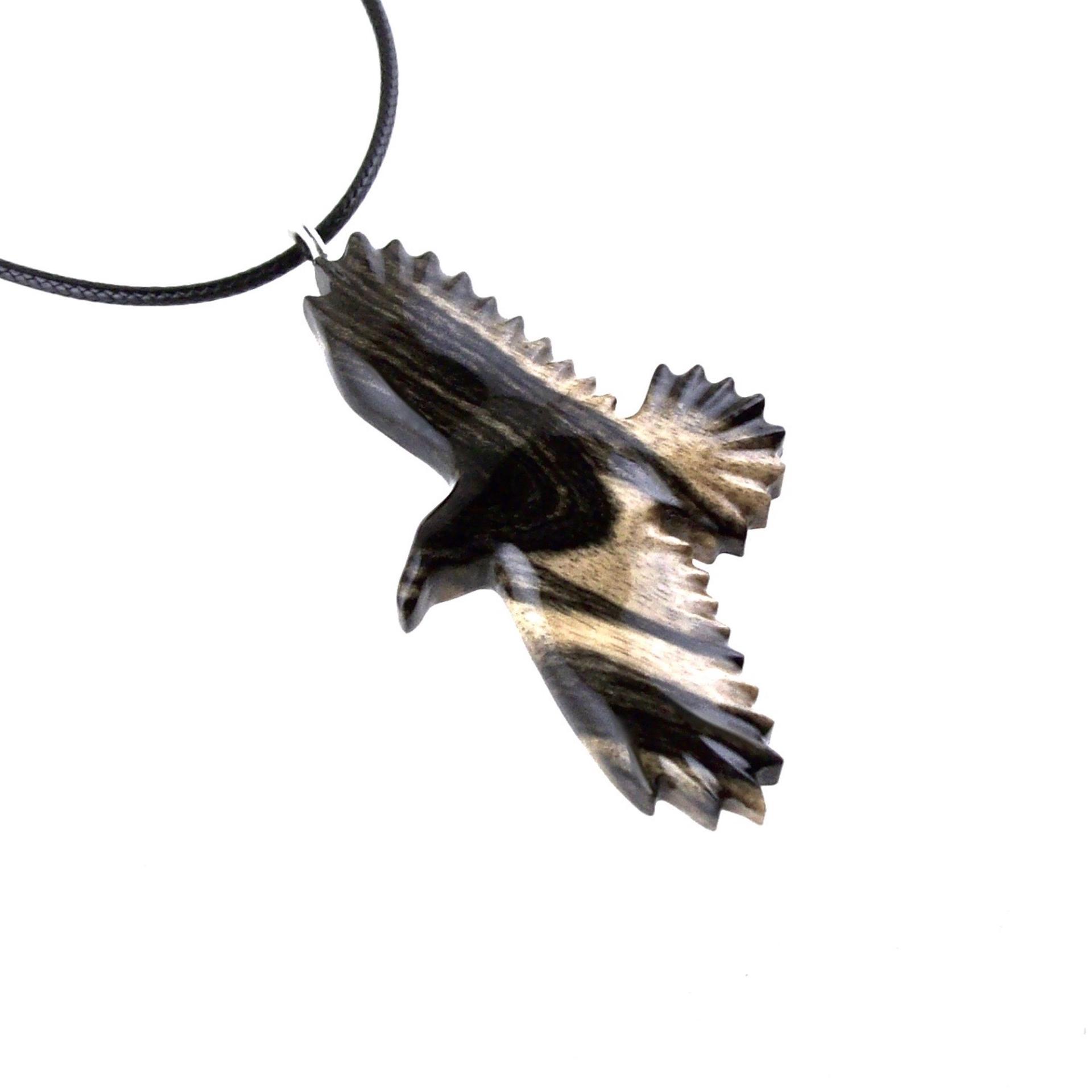 Hand Carved Crow Pendant, Raven Necklace, Wooden Raven Pendant, Wood Crow Necklace, Totem Spirit Animal Jewelry Gift for Him Her