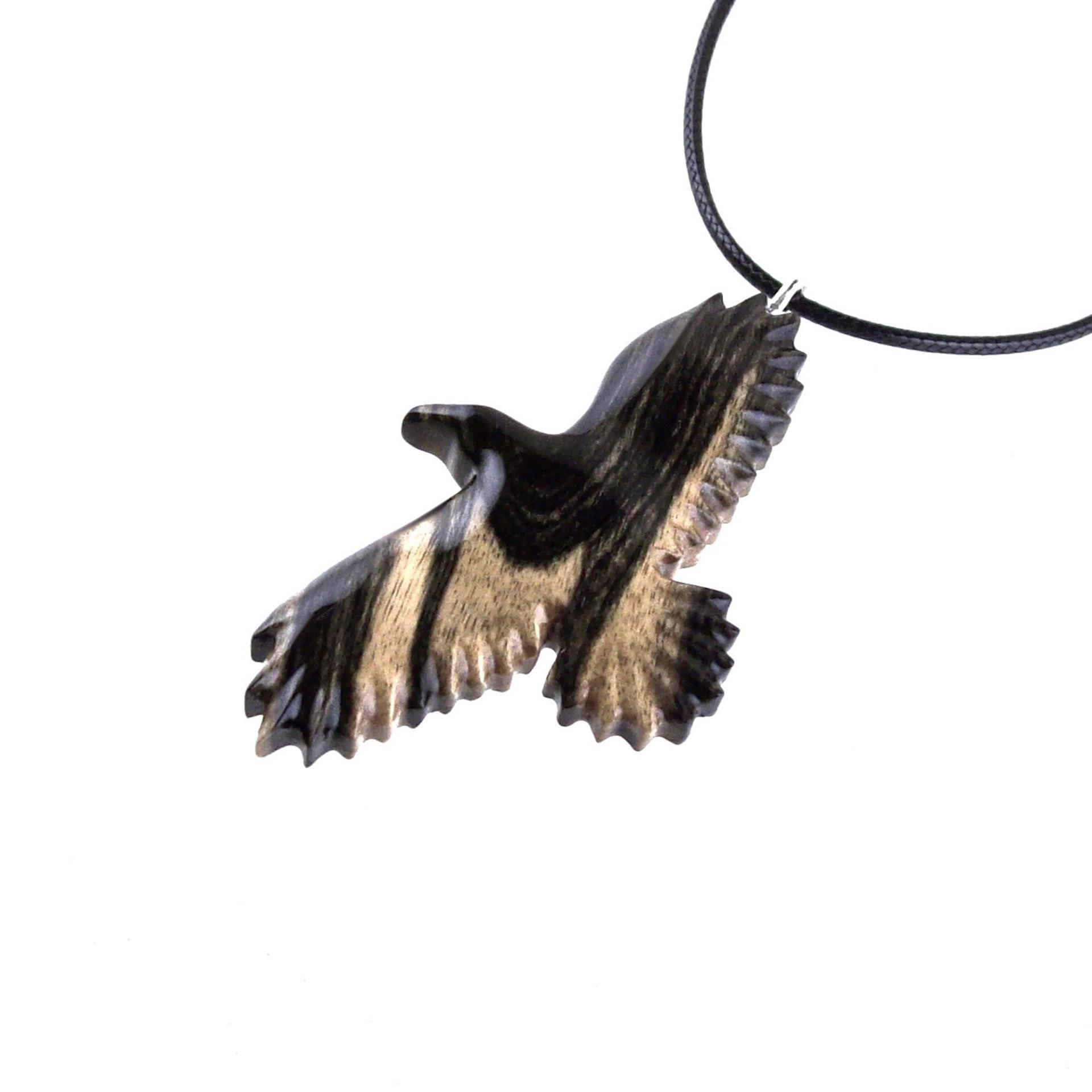Hand Carved Crow Pendant, Raven Necklace, Wooden Raven Pendant, Wood Crow Necklace, Totem Spirit Animal Jewelry Gift for Him Her