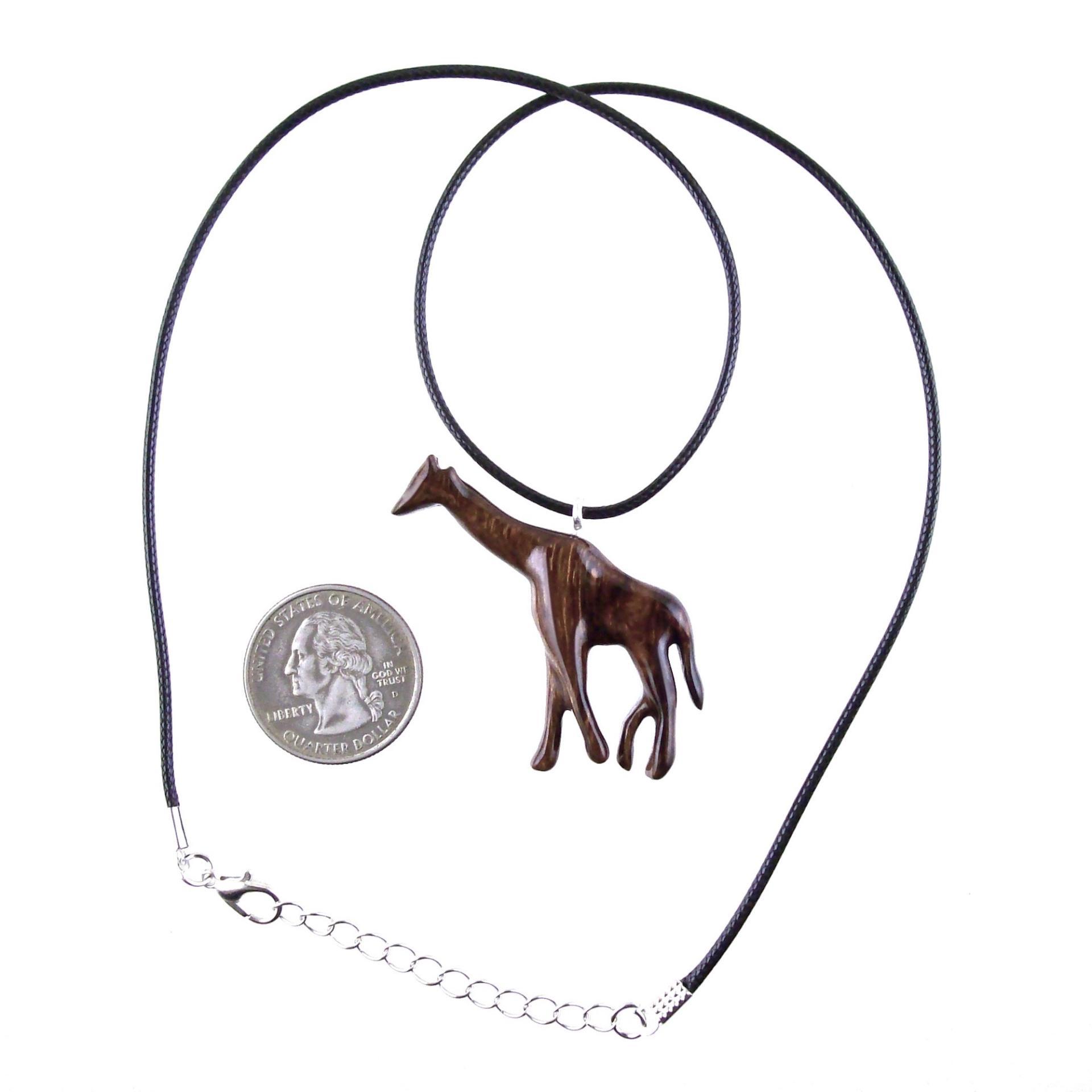 Hand Carved Giraffe Pendant, African Wooden Animal Necklace, Wildlife Wood Jewelry for Men Women, Gift for Him Her