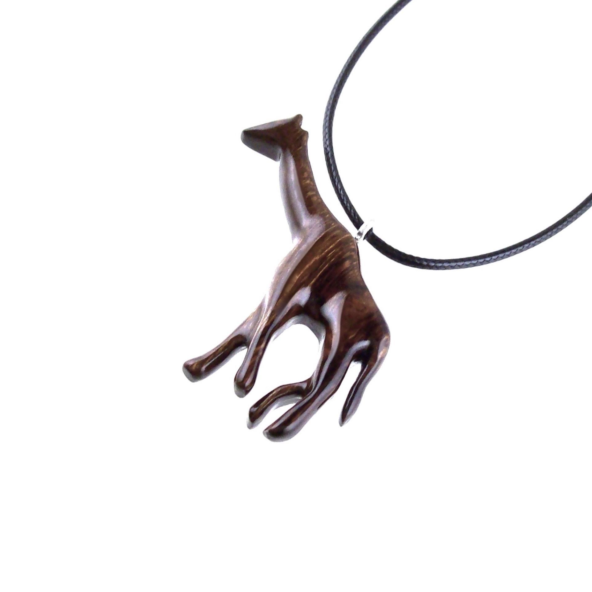 Hand Carved Giraffe Pendant, African Wooden Animal Necklace, Wildlife Wood Jewelry for Men Women, Gift for Him Her