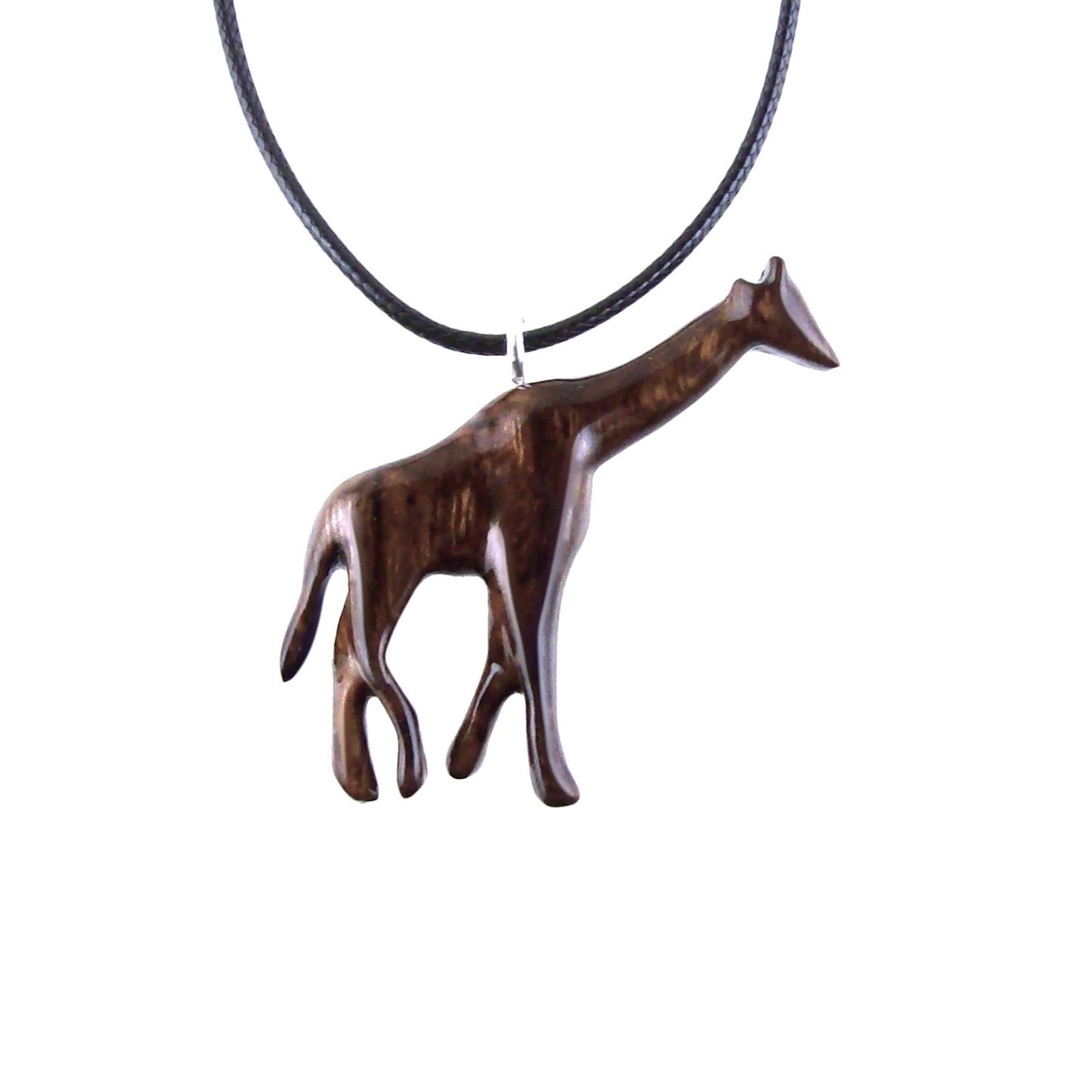 Hand Carved Giraffe Pendant, African Wooden Animal Necklace, Wildlife Wood Jewelry for Men Women, Gift for Him Her