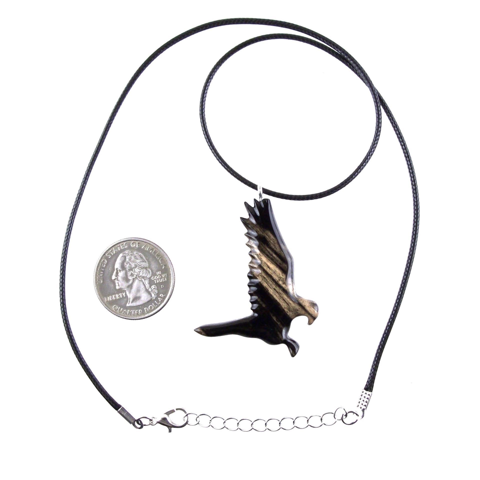 Hawk Necklace, Hand Carved Wooden Hawk Pendant for Men or Women, Wood Falcon Pendant, Totem Bird Jewelry