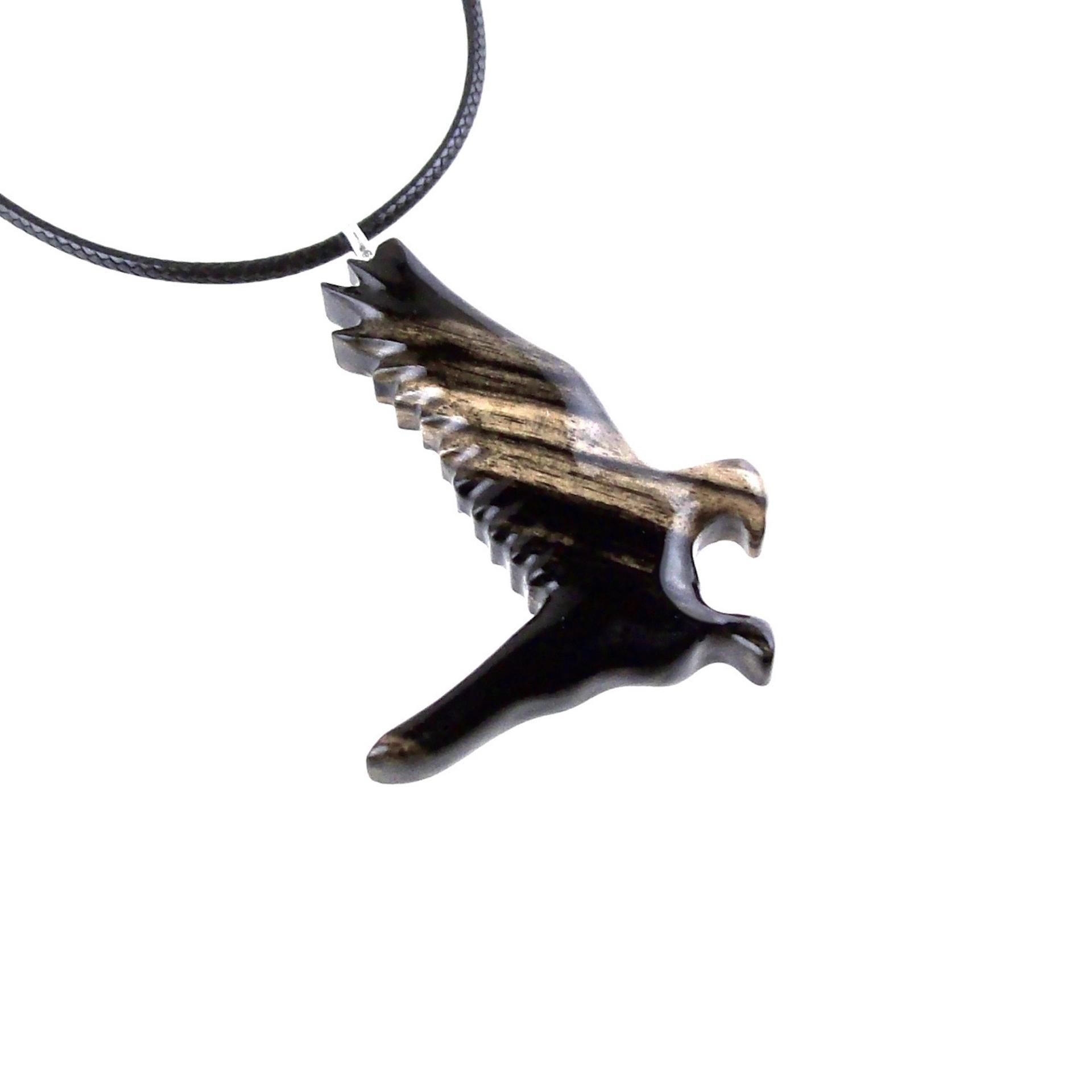 Hawk Necklace, Hand Carved Wooden Hawk Pendant for Men or Women, Wood Falcon Pendant, Totem Bird Jewelry