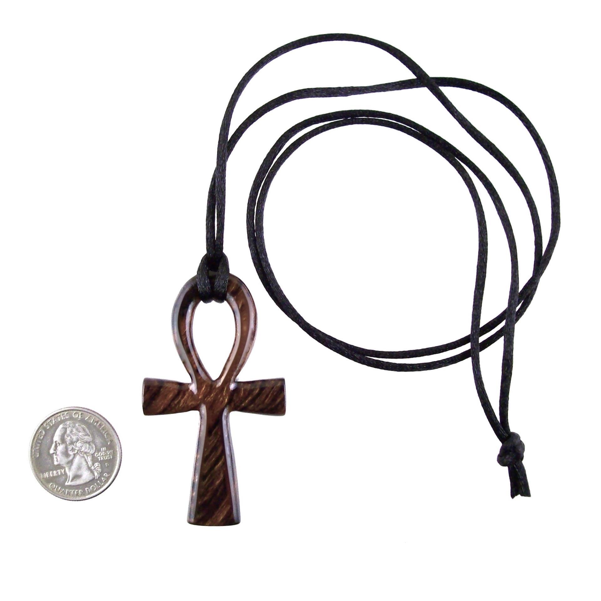 Large Ankh Pendant, Wood Egyptian Ankh Necklace, Wooden Cross Ankh Pendant, Mens African Jewelry, Gift for Him