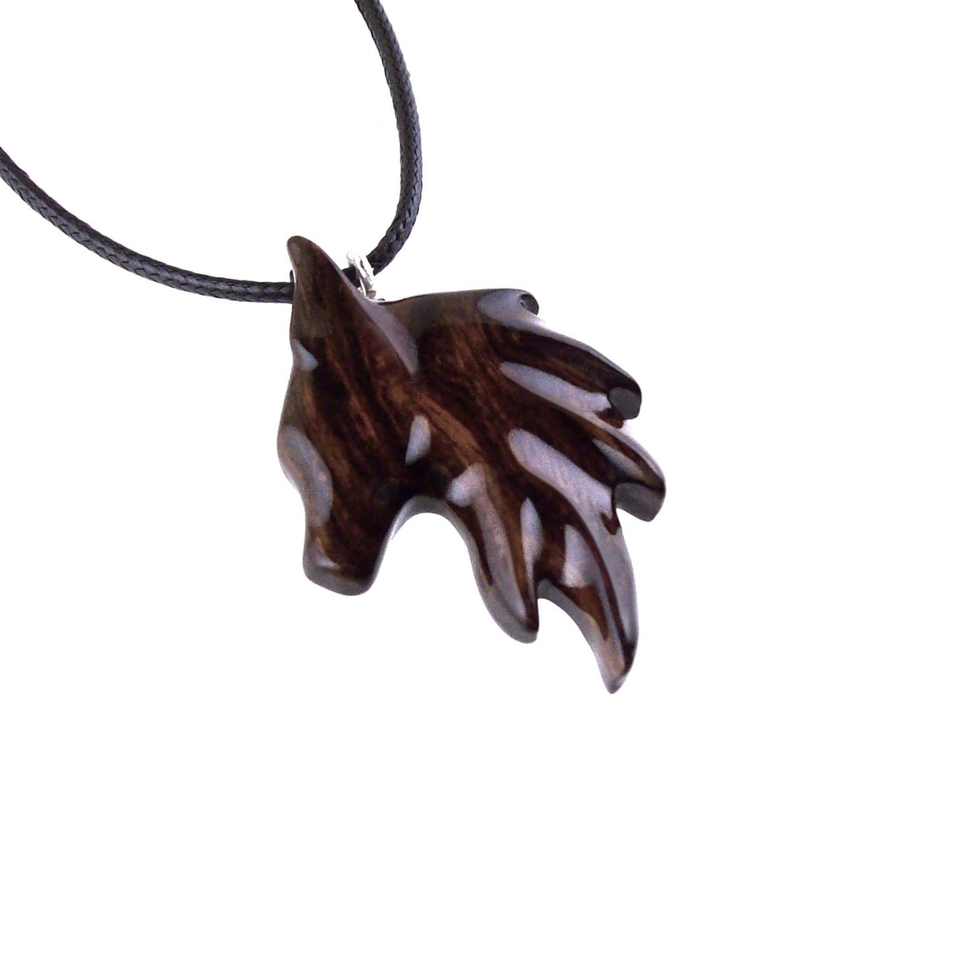 Handmade Fox Necklace, Hand Carved Wooden Animal Pendant, Vixen Totem One-of-a-Kind Wood Jewelry for Men Women
