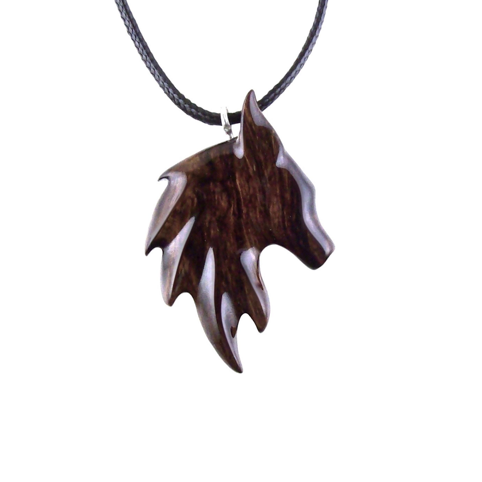 Handmade Fox Necklace, Hand Carved Wooden Animal Pendant, Vixen Totem One-of-a-Kind Wood Jewelry for Men Women