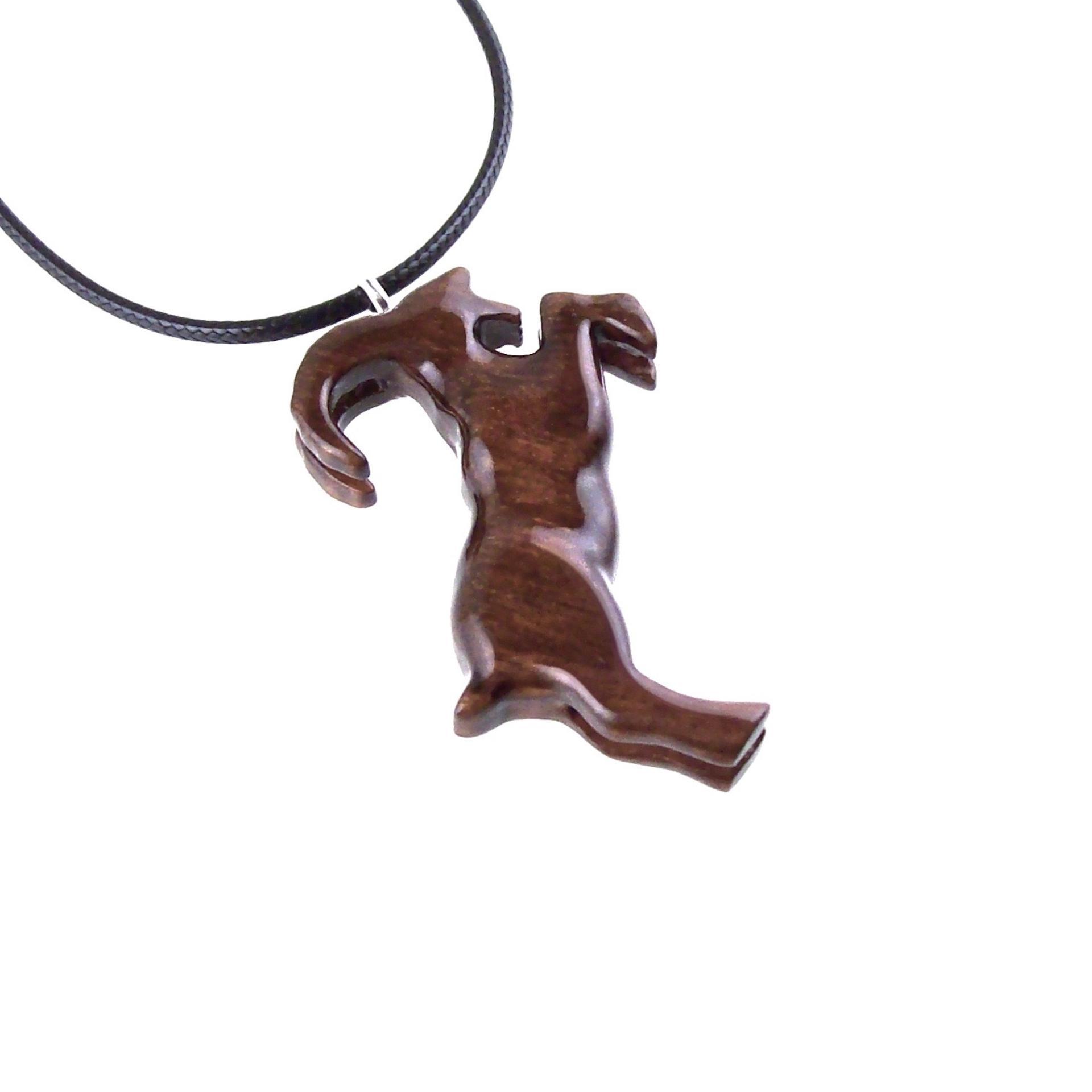 Mountain Goat Pendant, Hand Carved Wooden Big Horn Buck Necklace, Spirit Animal Totem, Capricorn Jewelry