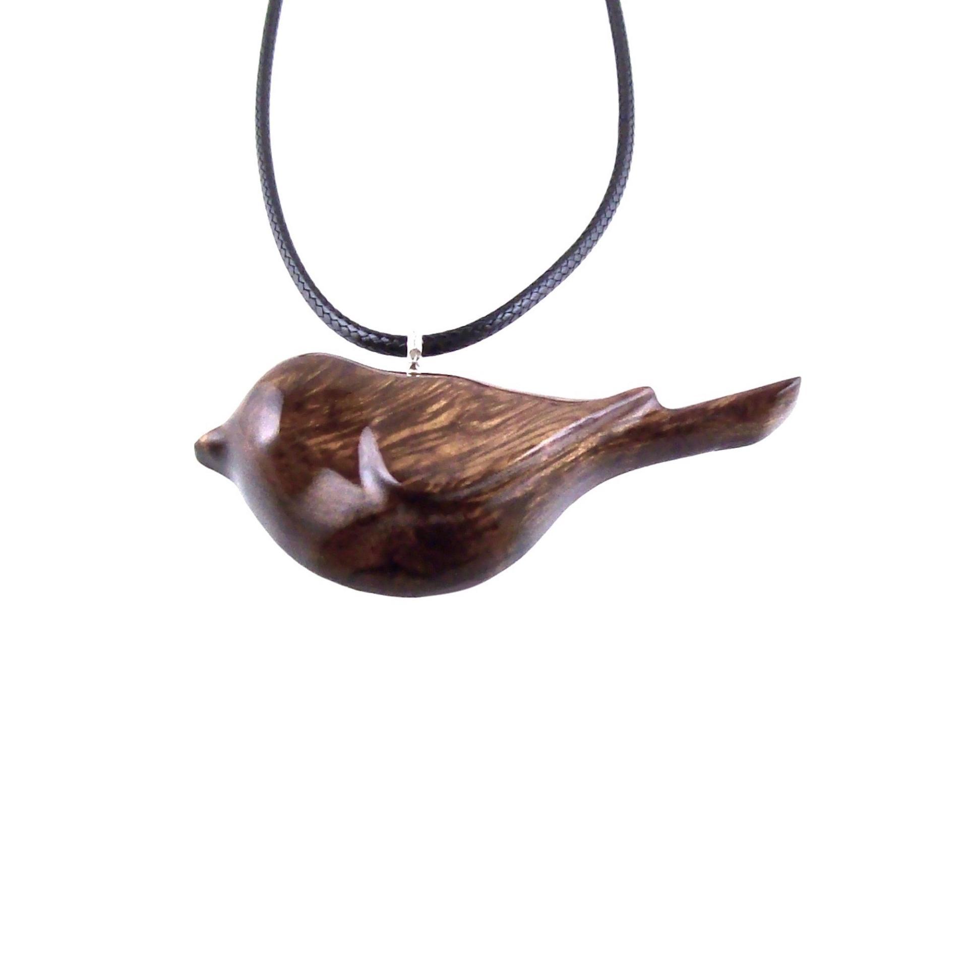 Chickadee Necklace, Hand Carved Wooden Bird Pendant, Wood Bird Jewelry, One of a Kind Gift for Her