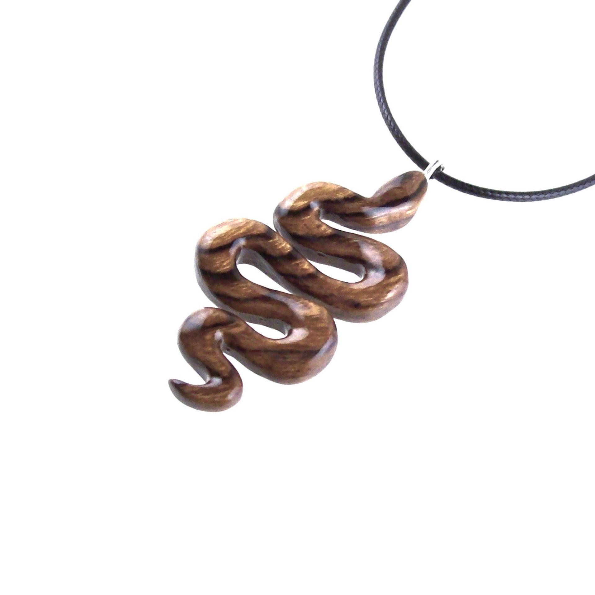 Hand Carved Wooden Snake Pendant, Snake Necklace, Wood Reptile Pendant, Totem Spirit Animal Serpent Jewelry Gift for Him Her