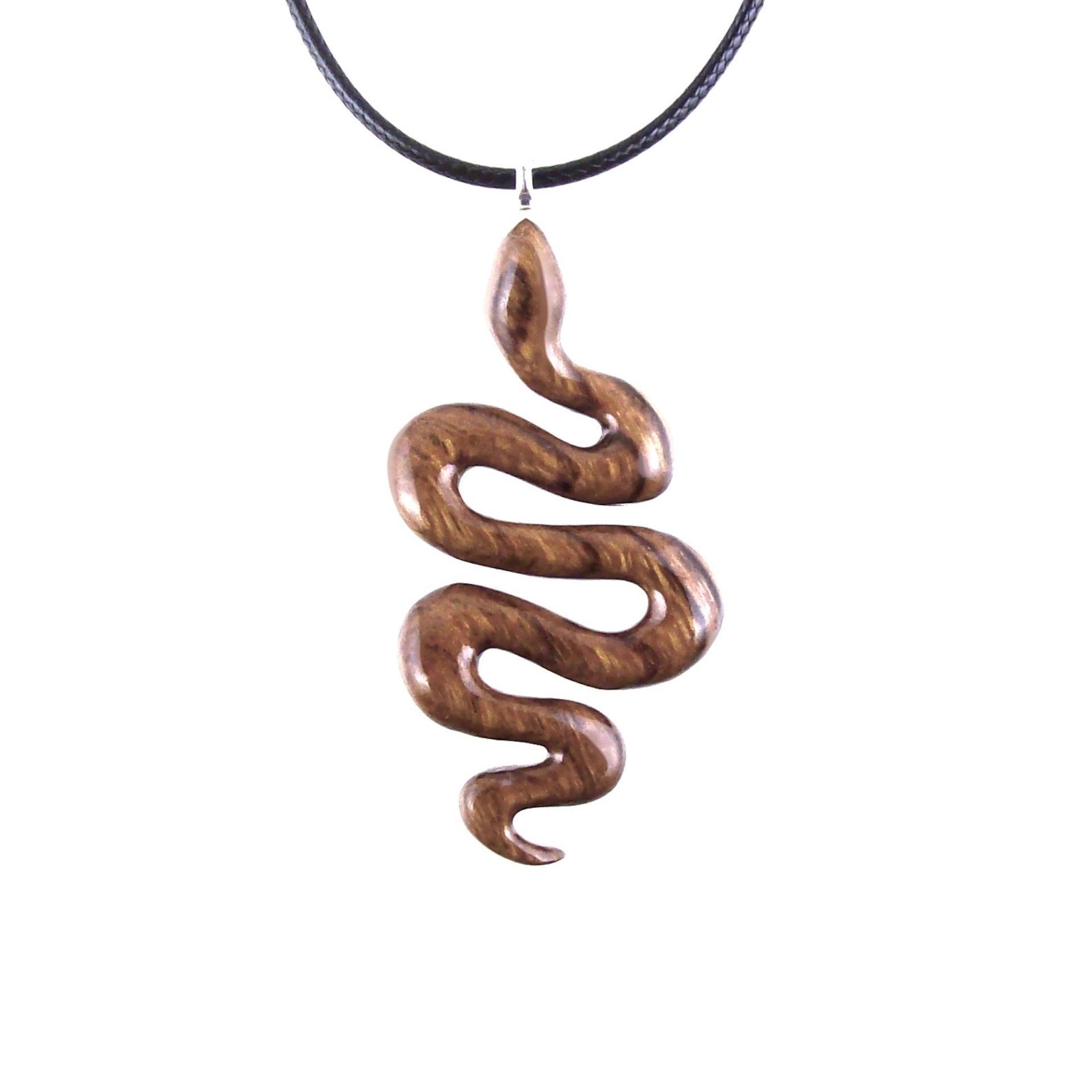 Hand Carved Wooden Snake Pendant, Snake Necklace, Wood Reptile Pendant, Totem Spirit Animal Serpent Jewelry Gift for Him Her