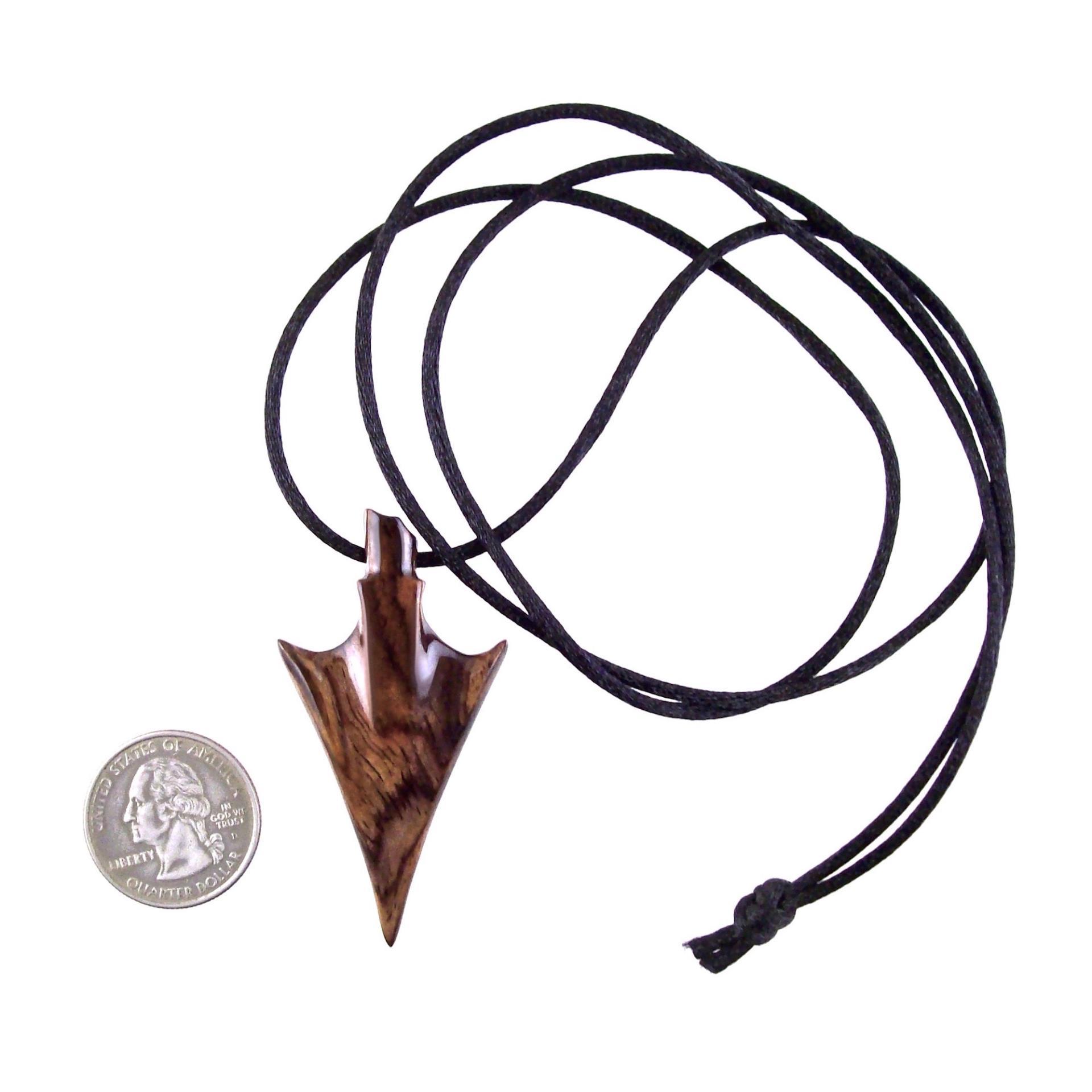 Hand Carved Wooden Arrowhead Necklace, Arrow Pendant, Mens Wood Necklace, Tribal Handmade Jewelry, Gift for Him
