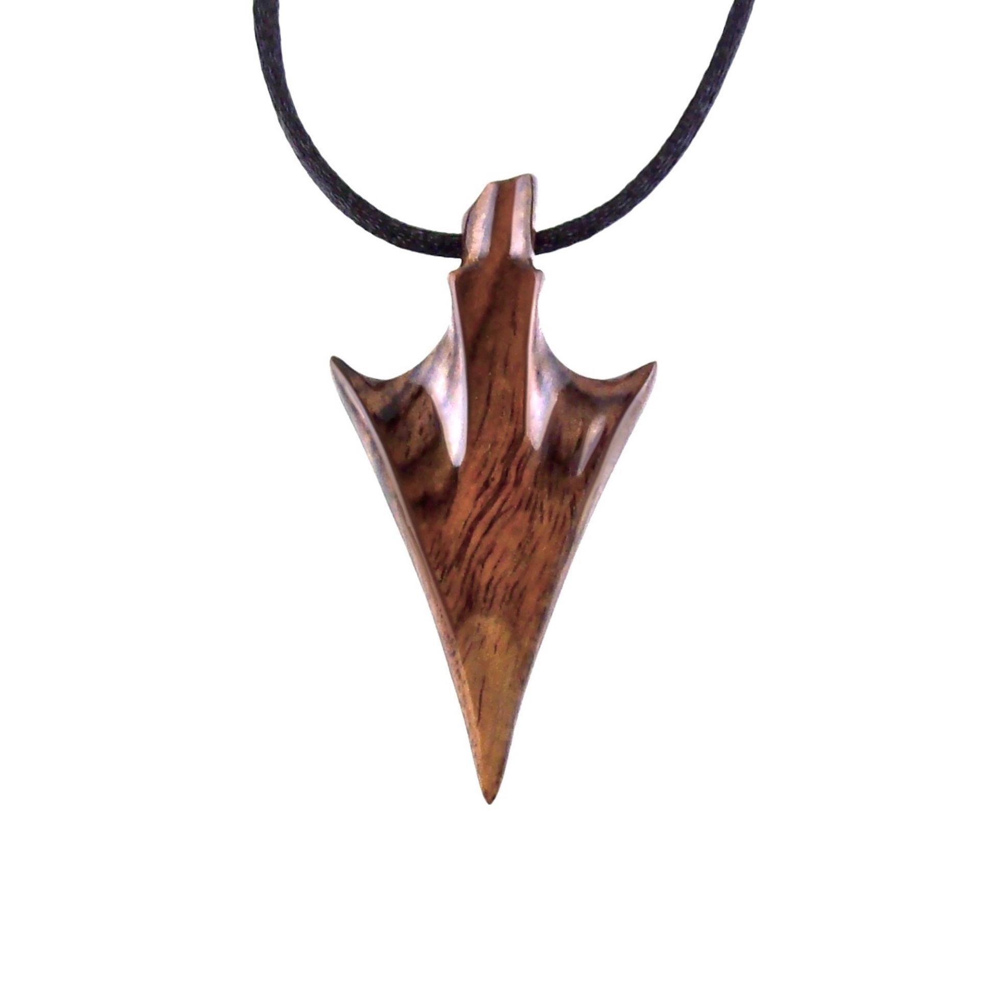 Hand Carved Wooden Arrowhead Necklace, Arrow Pendant, Mens Wood Necklace, Tribal Handmade Jewelry, Gift for Him