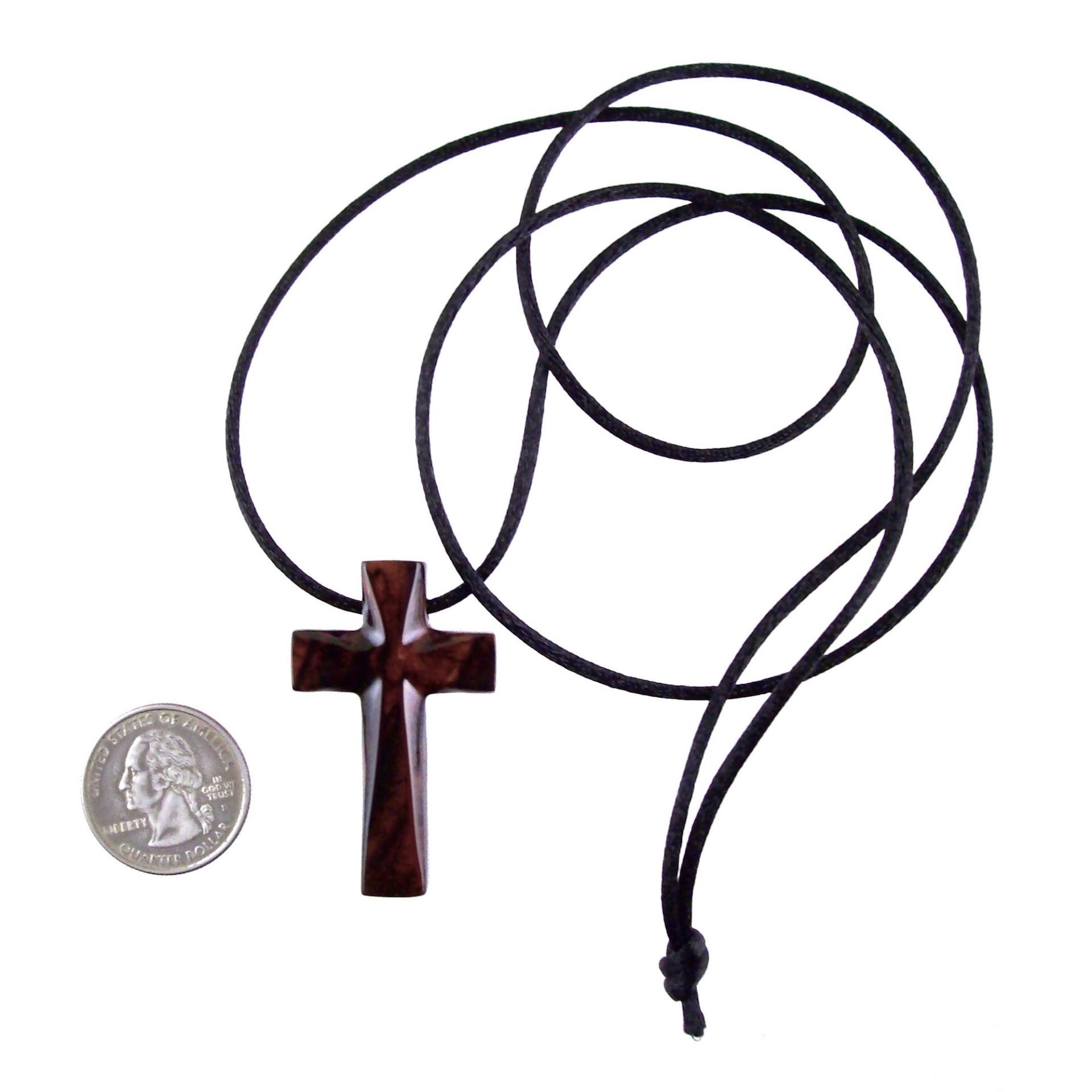 Wooden Cross Necklace, Wood Cross Pendant, Hand Carved Christian Jewelry for Men, One of a Kind Gift for Him