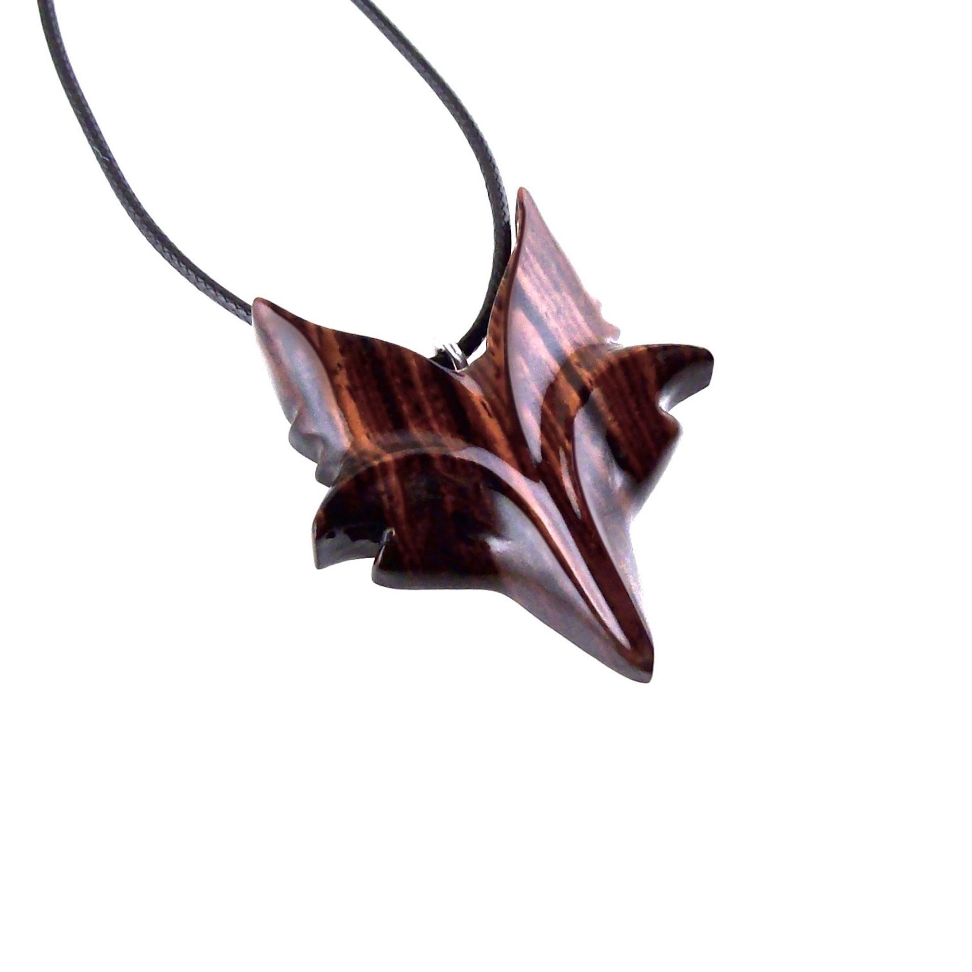 Hand Carved Wooden Fox Pendant, Celtic Fox Necklace for Men or Women, Totem Spirit Animal, Woodland Jewelry Gift for Her or Him