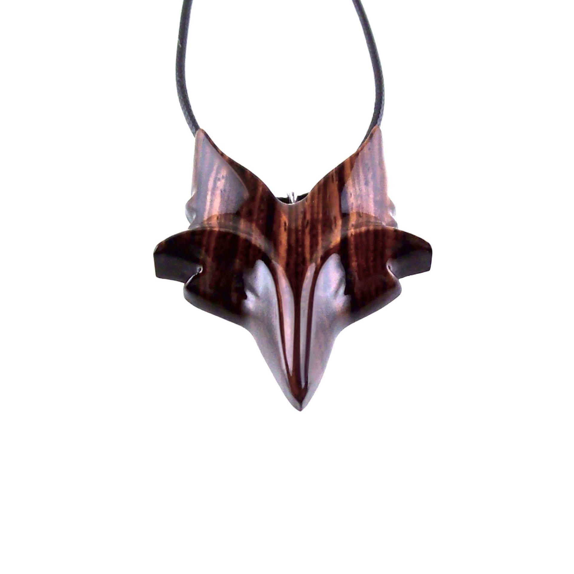 Hand Carved Wooden Fox Pendant, Celtic Fox Necklace for Men or Women, Totem Spirit Animal, Woodland Jewelry Gift for Her or Him