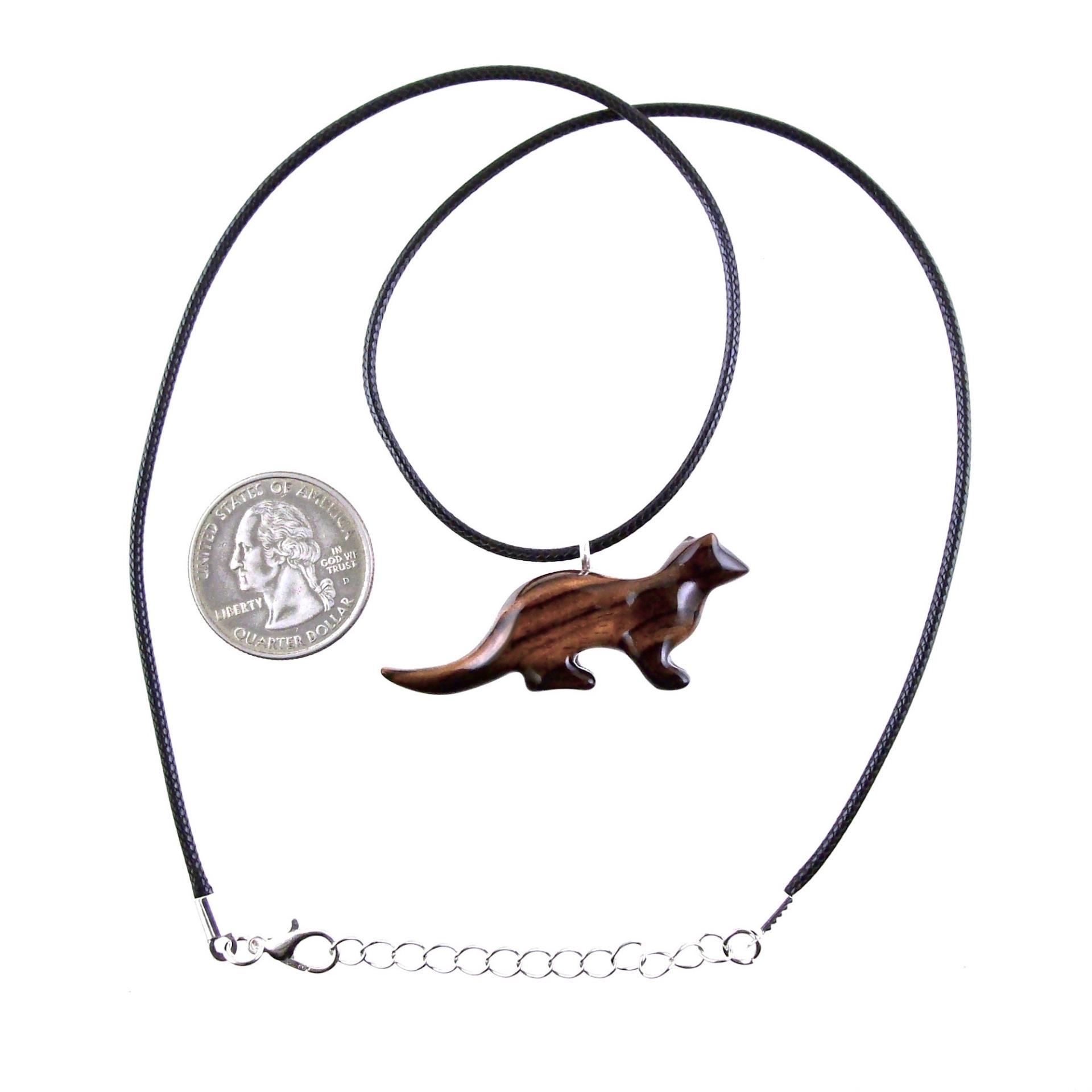 Otter Necklace, Hand Carved Wooden Sea Animal Pendant, Nautical Wood Jewelry for Men or Women
