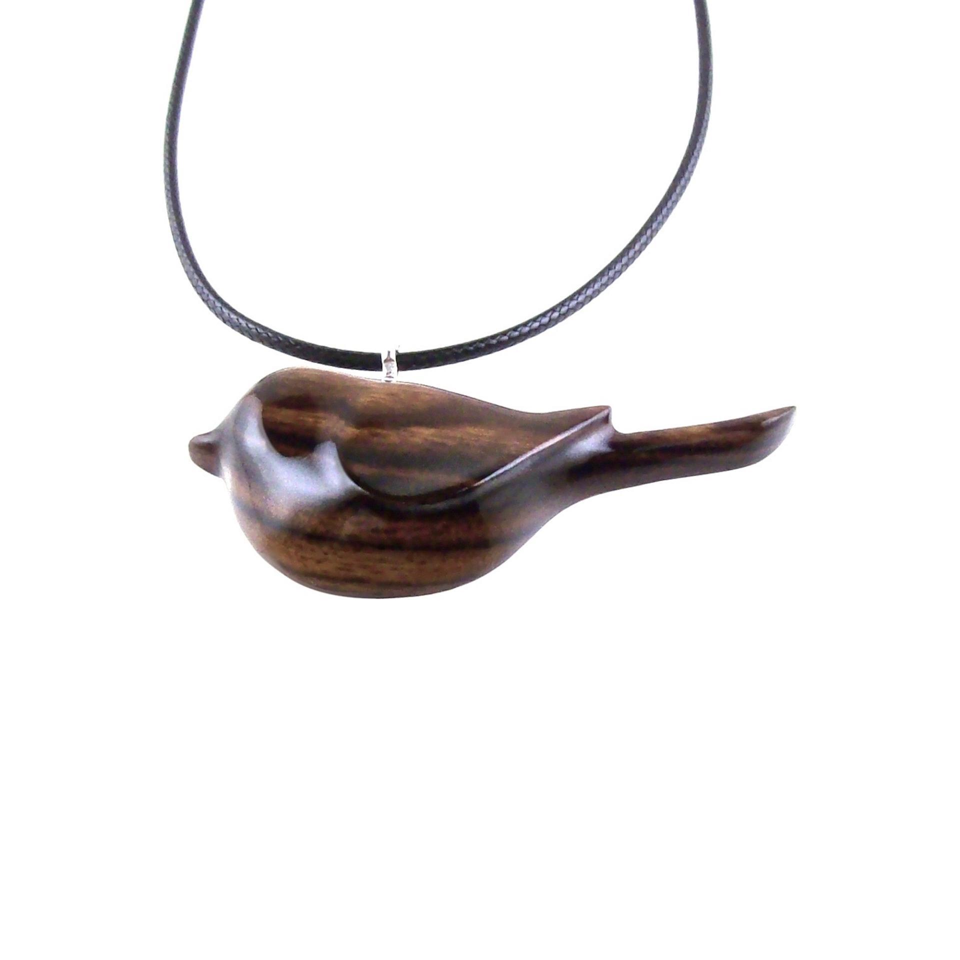 Chickadee Necklace, Hand Carved Wooden Bird Pendant, Wood Bird Jewelry, One of a Kind Gift for Her