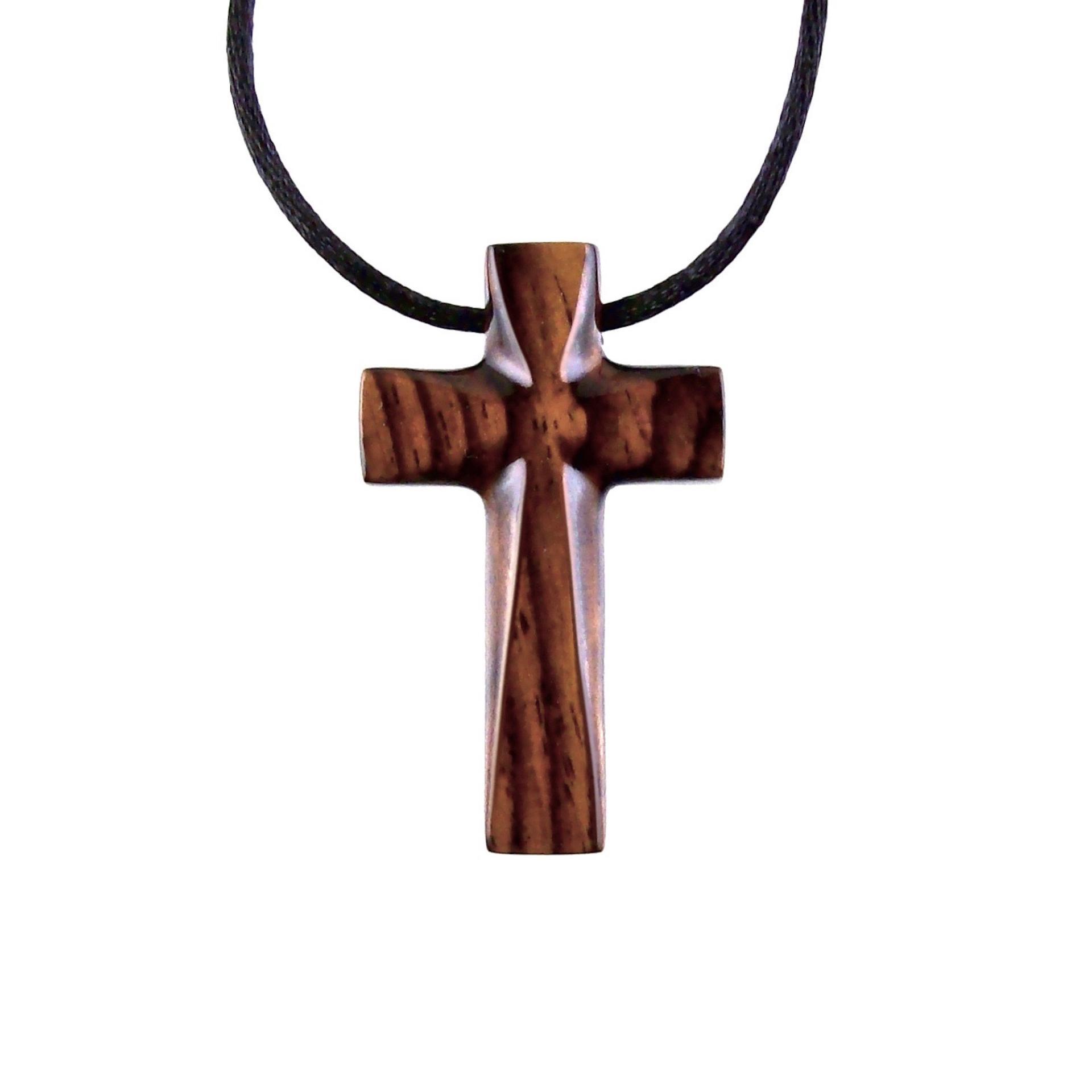 Wooden Cross Necklace, Wood Cross Pendant, Hand Carved Christian Jewelry for Men, One of a Kind Gift for Him