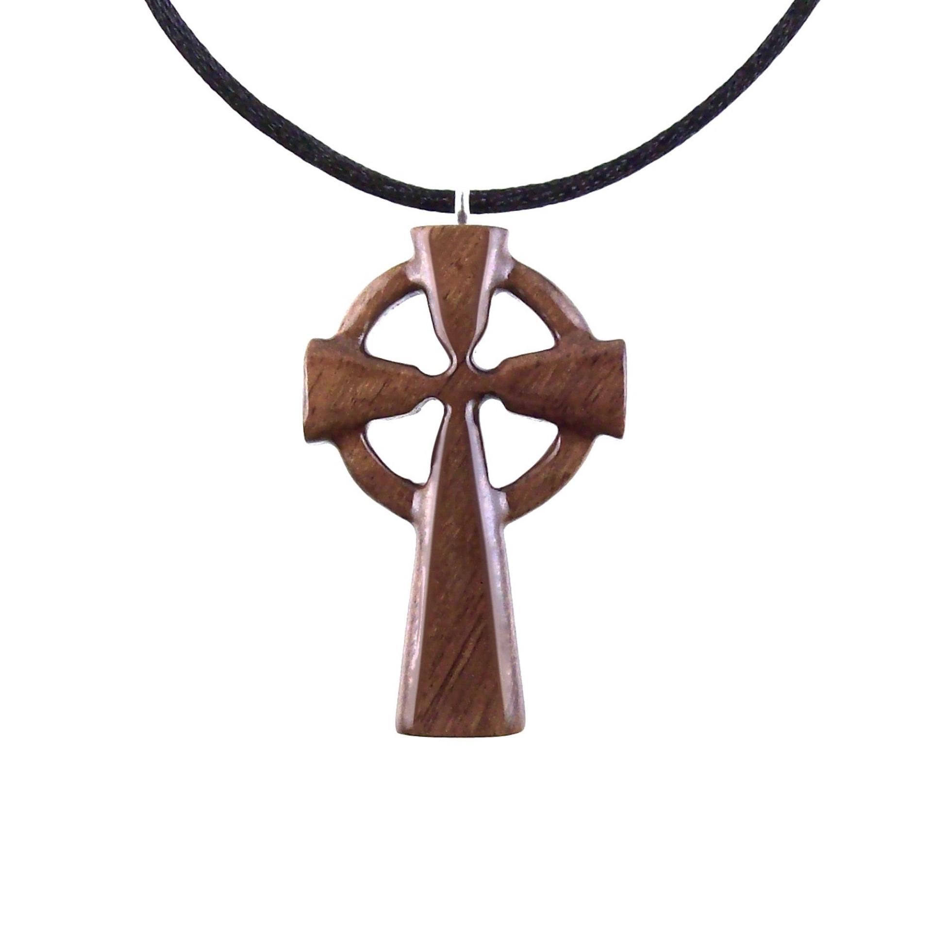 Wooden Celtic Cross Pendant, Wood Celtic Cross Necklace, Hand Carved Irish Christian Jewelry for Men