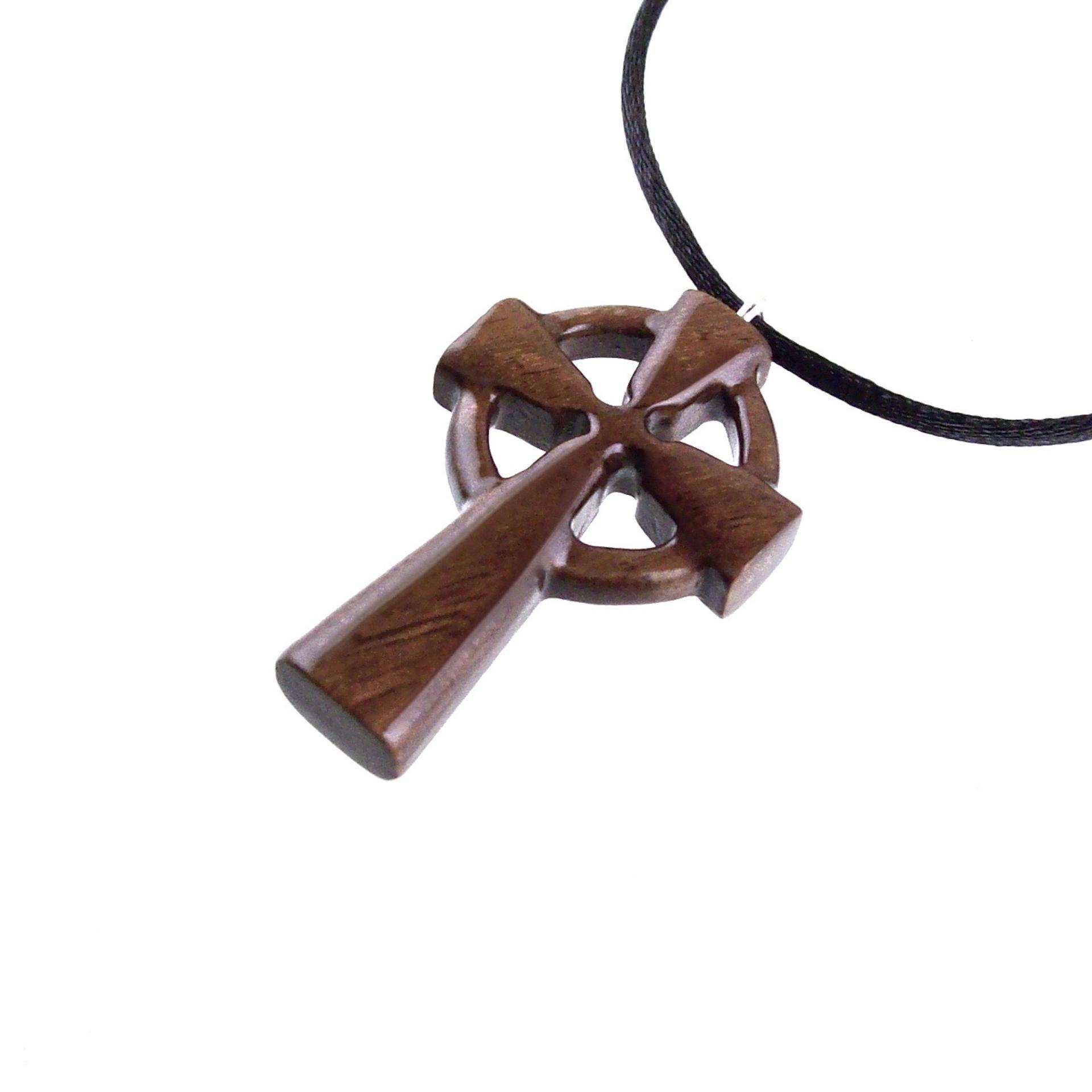 Wooden Celtic Cross Pendant, Wood Celtic Cross Necklace, Hand Carved Irish Christian Jewelry for Men