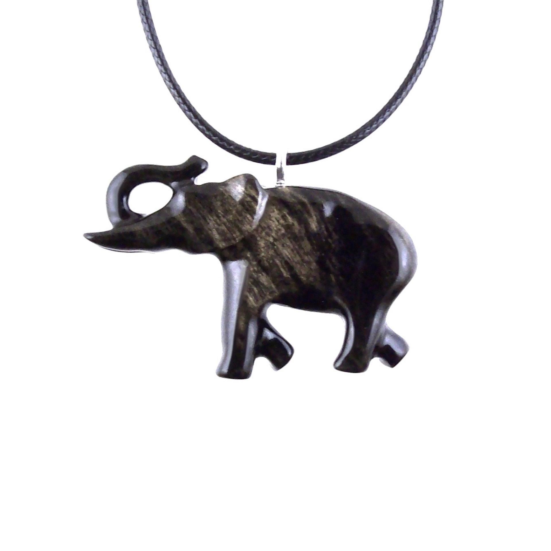 Lucky Elephant Pendant, Hand Carved Trunk Up Wooden Elephant Necklace for Men or Women, Spiritual Animal Wood Jewelry, Gift for Him Her