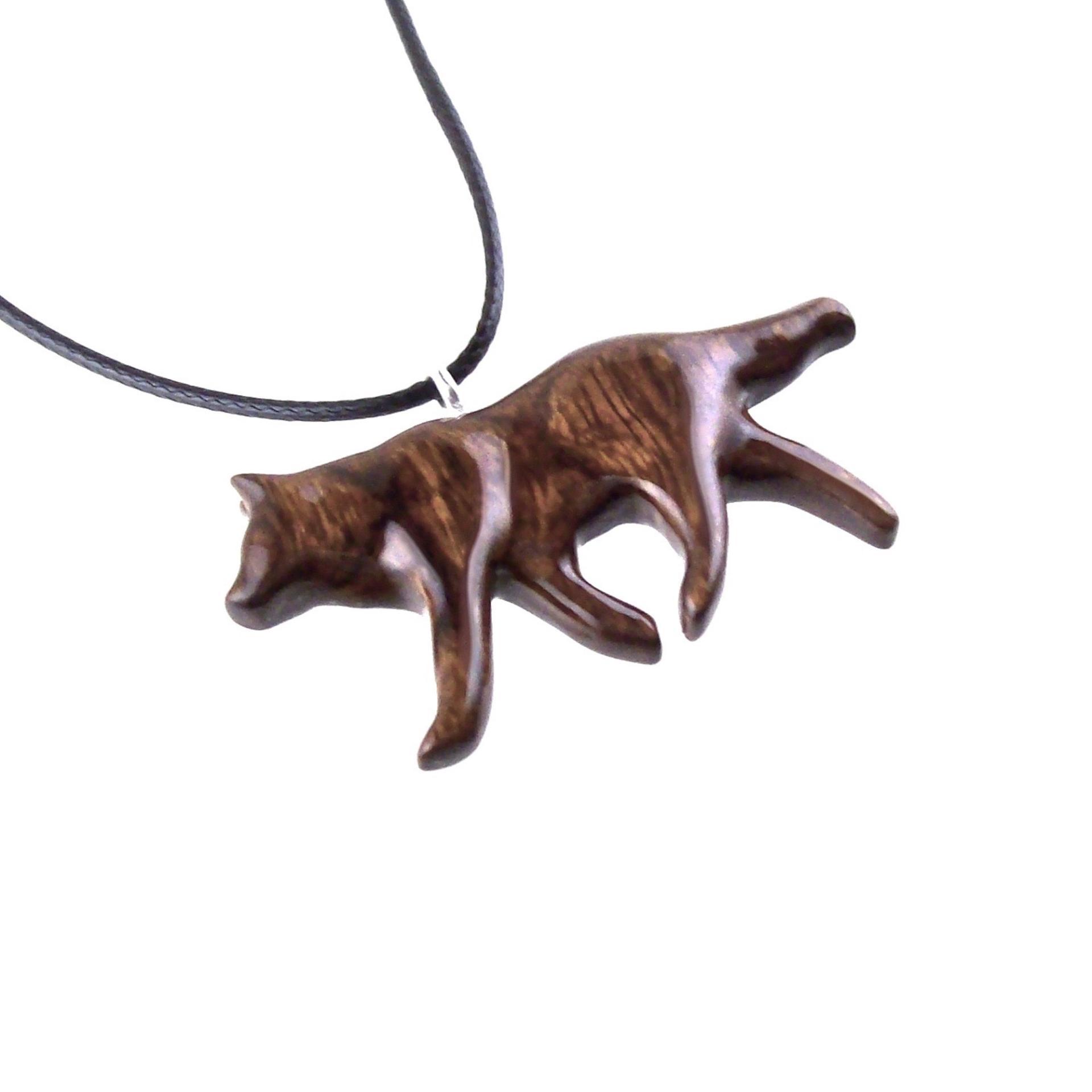 Hand Carved Wooden Wolf Necklace Pendant, Wood Animal TotemJewelry, One-of-a-Kind Handmade Gift