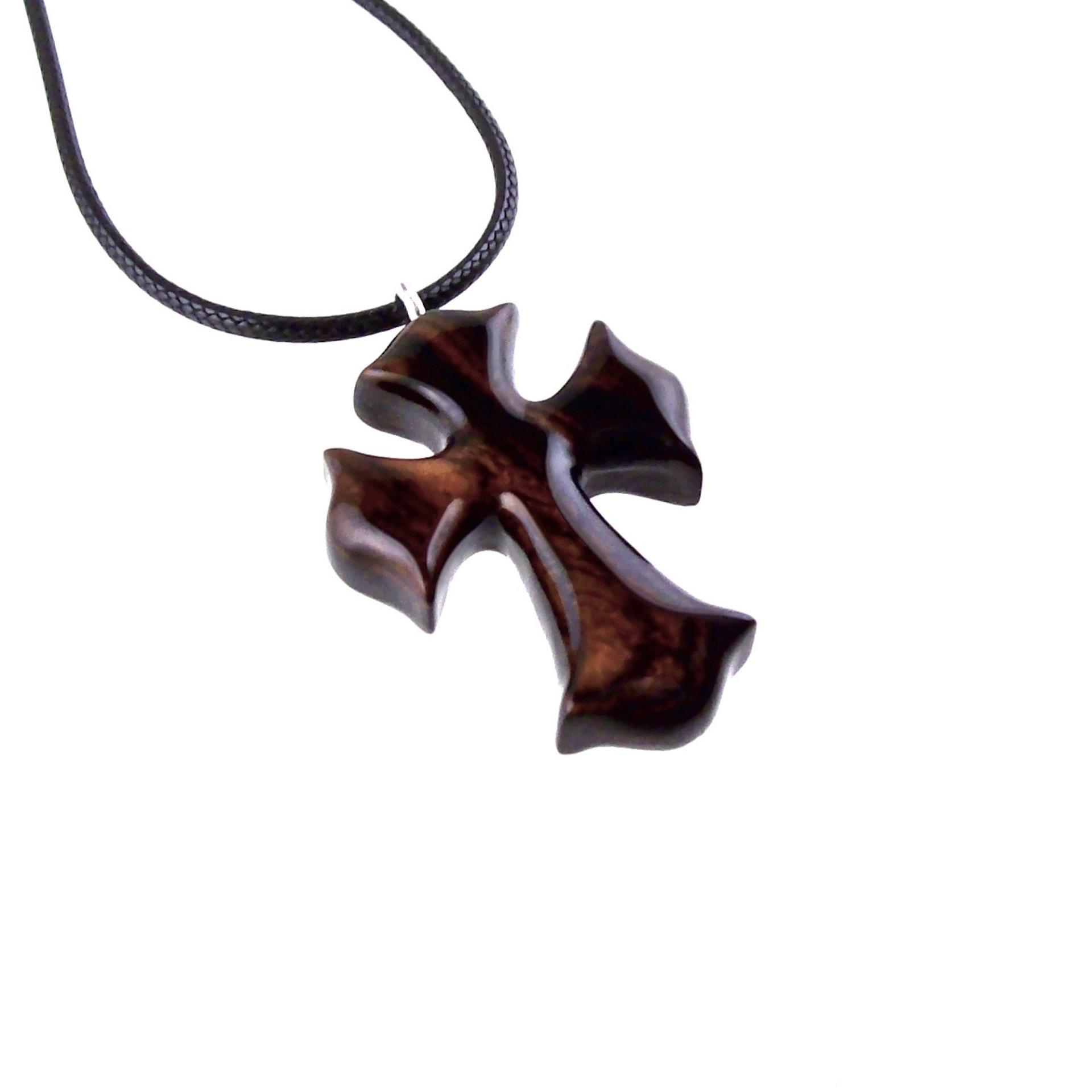 Wooden Cross Necklace, Wood Cross Pendant, Hand Carved Mens Christian Jewelry, One of a Kind Gift for Him