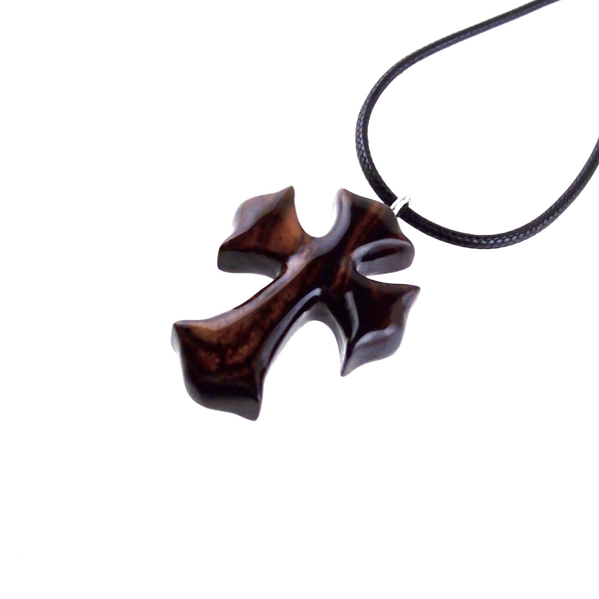 Wooden Cross Necklace, Wood Cross Pendant, Hand Carved Mens Christian Jewelry, One of a Kind Gift for Him