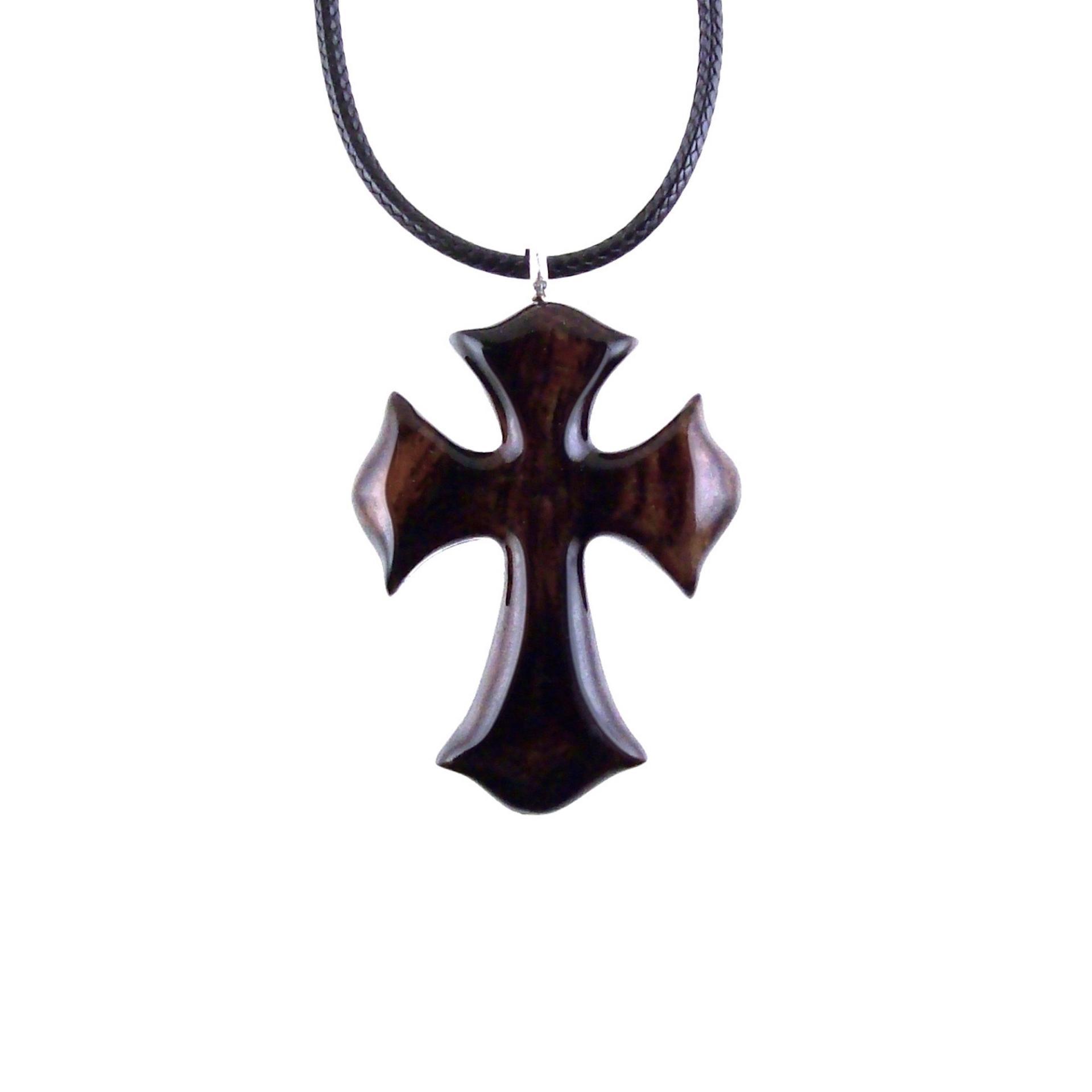 Wooden Cross Necklace, Wood Cross Pendant, Hand Carved Mens Christian Jewelry, One of a Kind Gift for Him