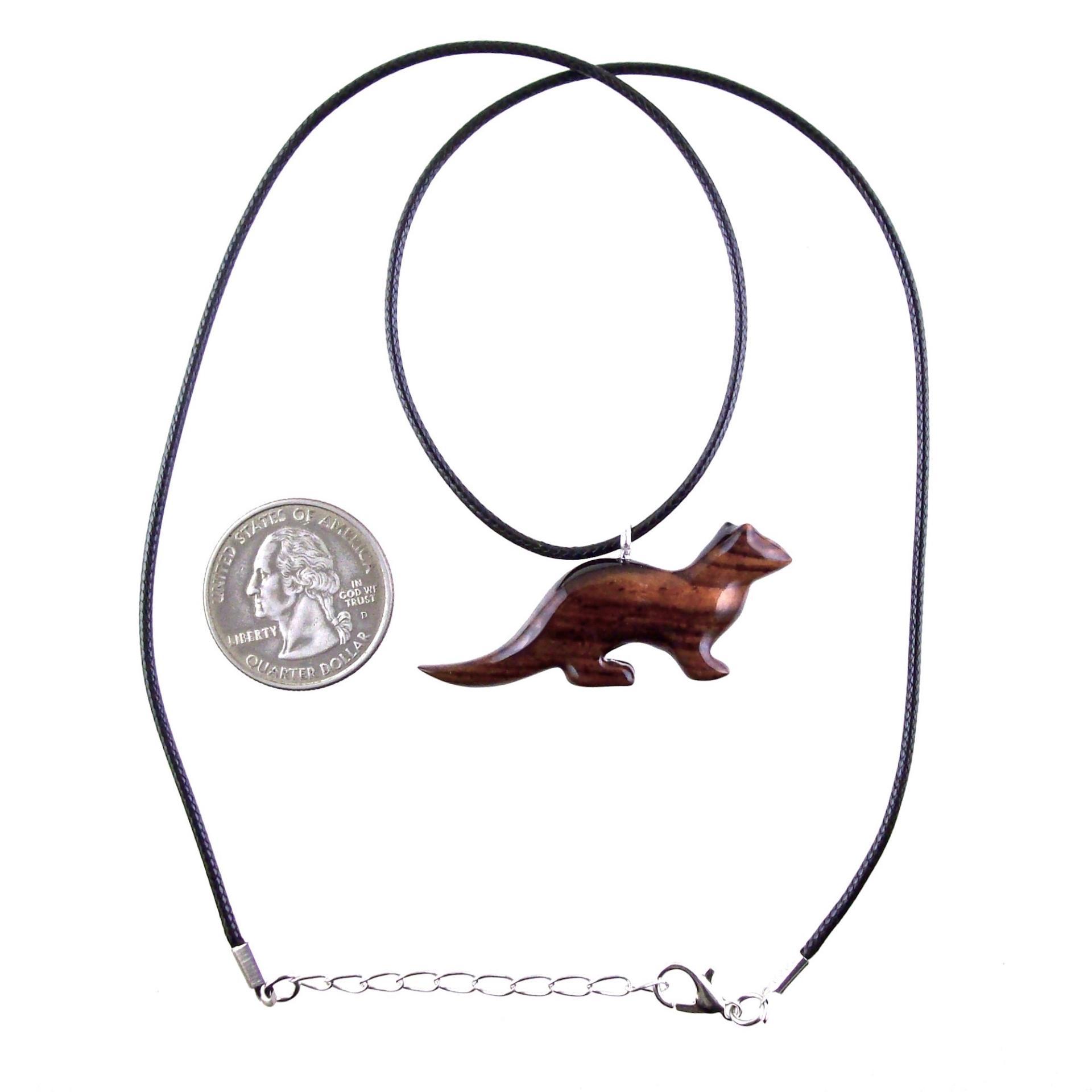 Otter Necklace, Hand Carved Wooden Sea Animal Pendant, Nautical Wood Jewelry for Men or Women