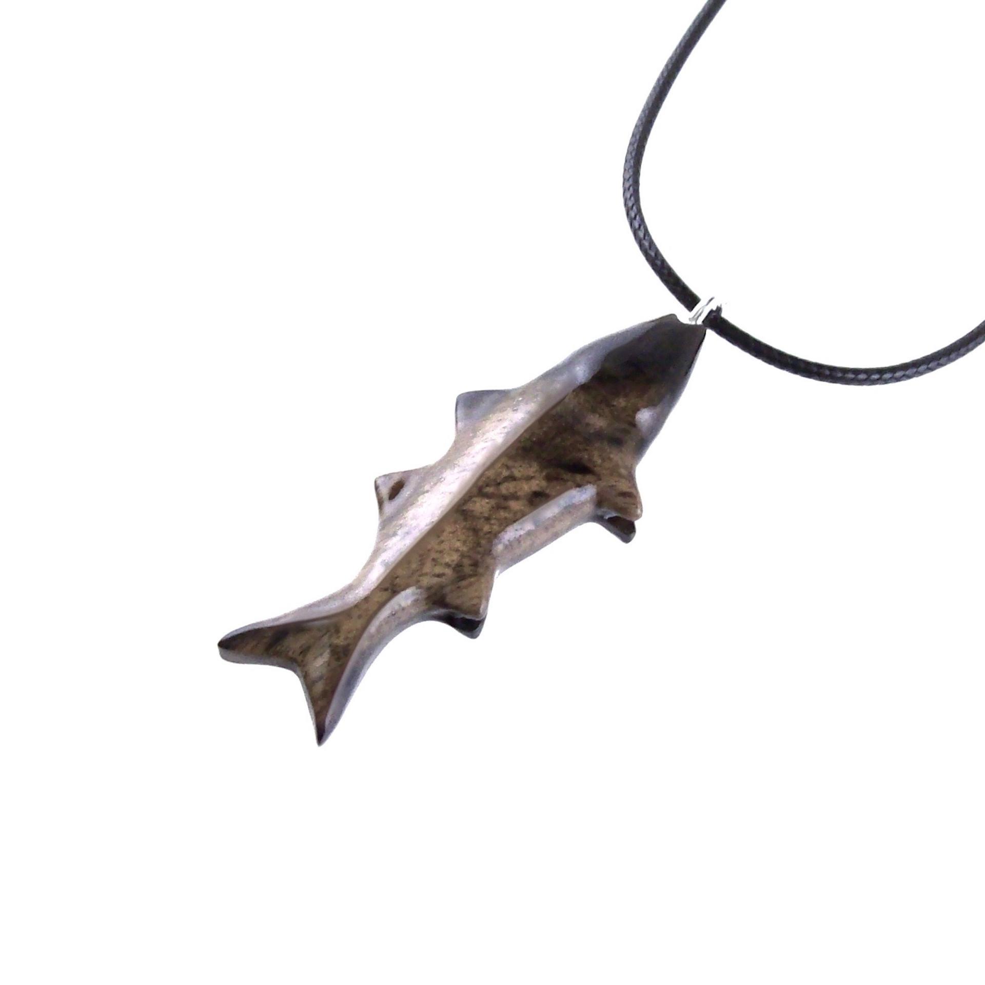 Striped Bass Pendant, Hand Carved Fish Necklace, Wooden Fishermen Jewelry, Mens Wood Necklace, One of a Kind Gift for Him