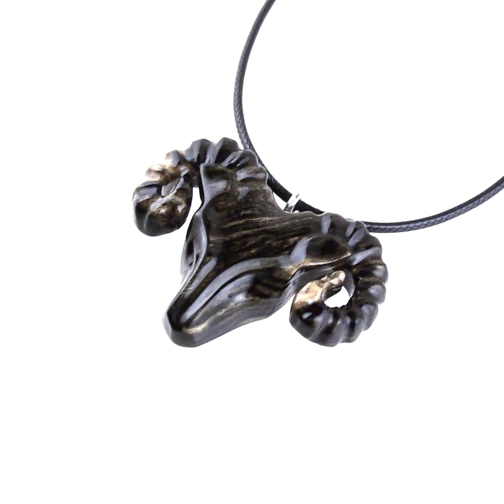 Ram Necklace, Hand Carved Wooden Ram Head Pendant, Mens Wood Necklace, Sheep Jewelry, Aries Jewelry, Gift for Him