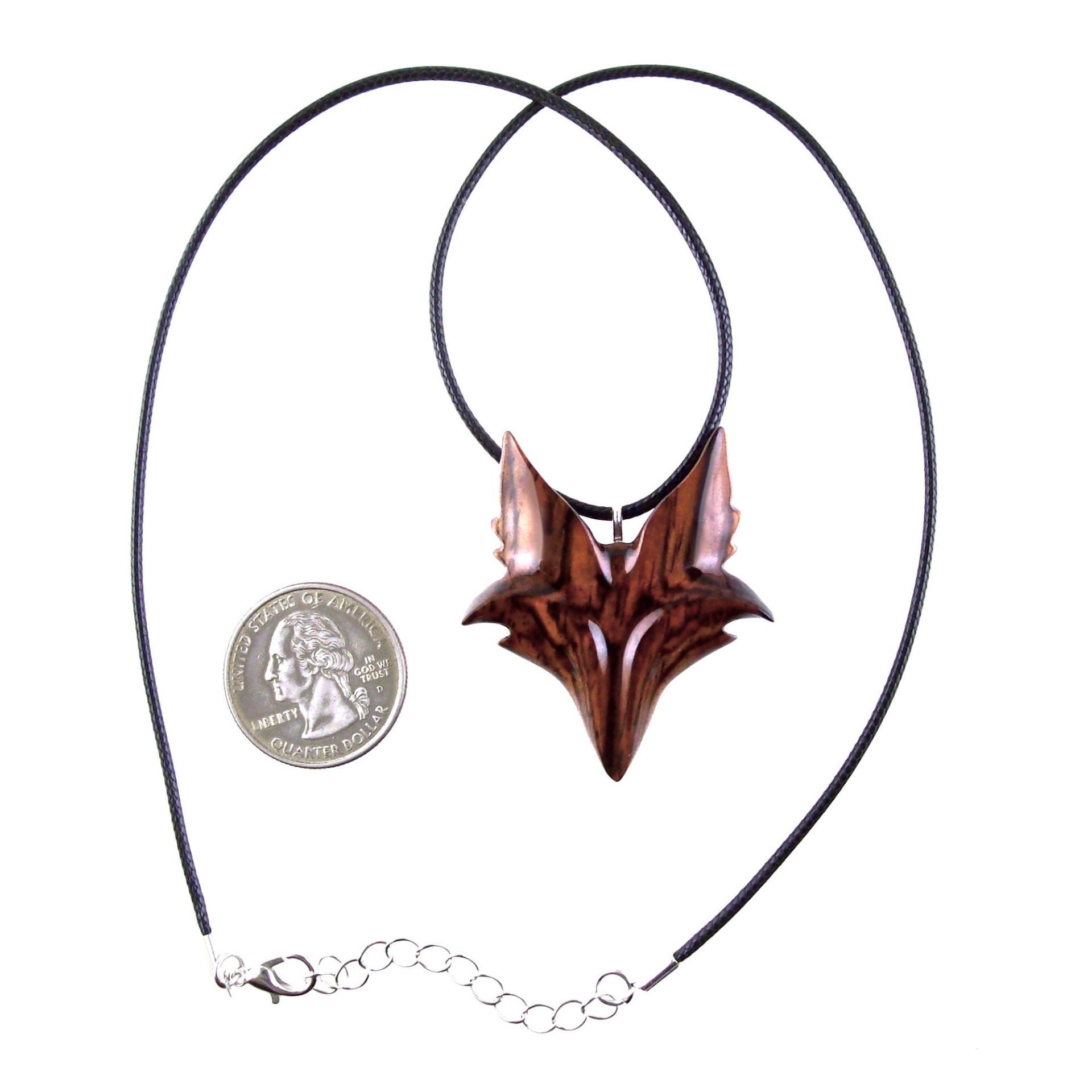 Hand Carved Wooden Fox Pendant, Celtic Fox Necklace for Men or Women, Totem Spirit Animal, Woodland Jewelry Gift for Her or Him