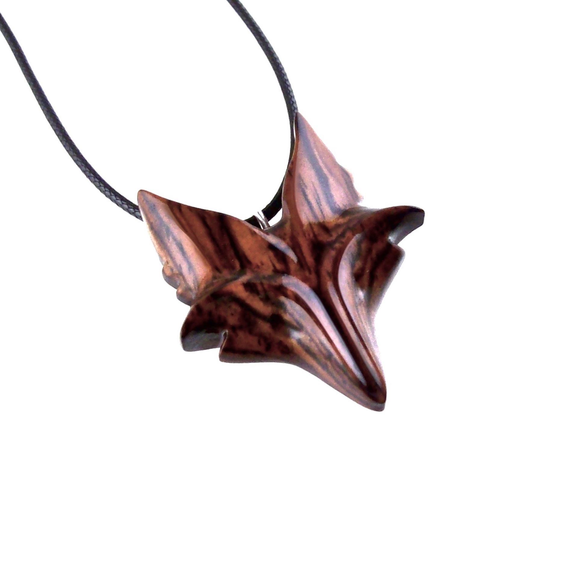 Hand Carved Wooden Fox Pendant, Celtic Fox Necklace for Men or Women, Totem Spirit Animal, Woodland Jewelry Gift for Her or Him