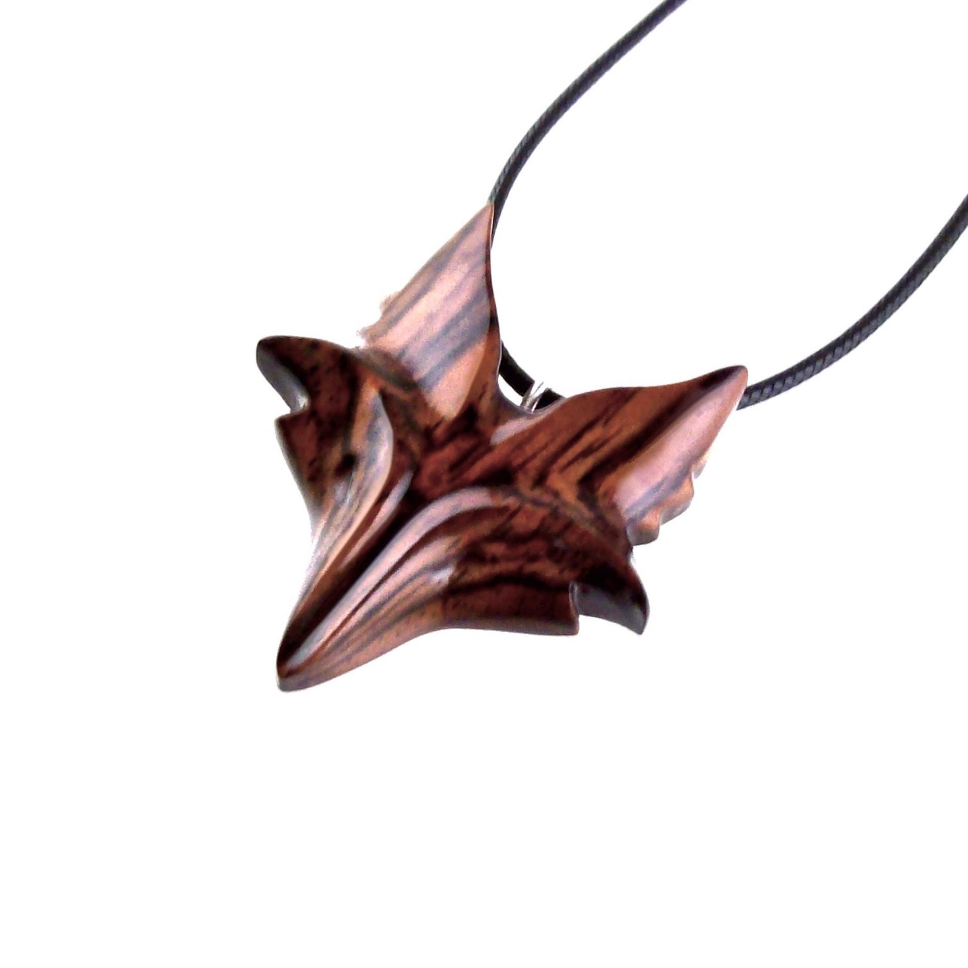 Hand Carved Wooden Fox Pendant, Celtic Fox Necklace for Men or Women, Totem Spirit Animal, Woodland Jewelry Gift for Her or Him